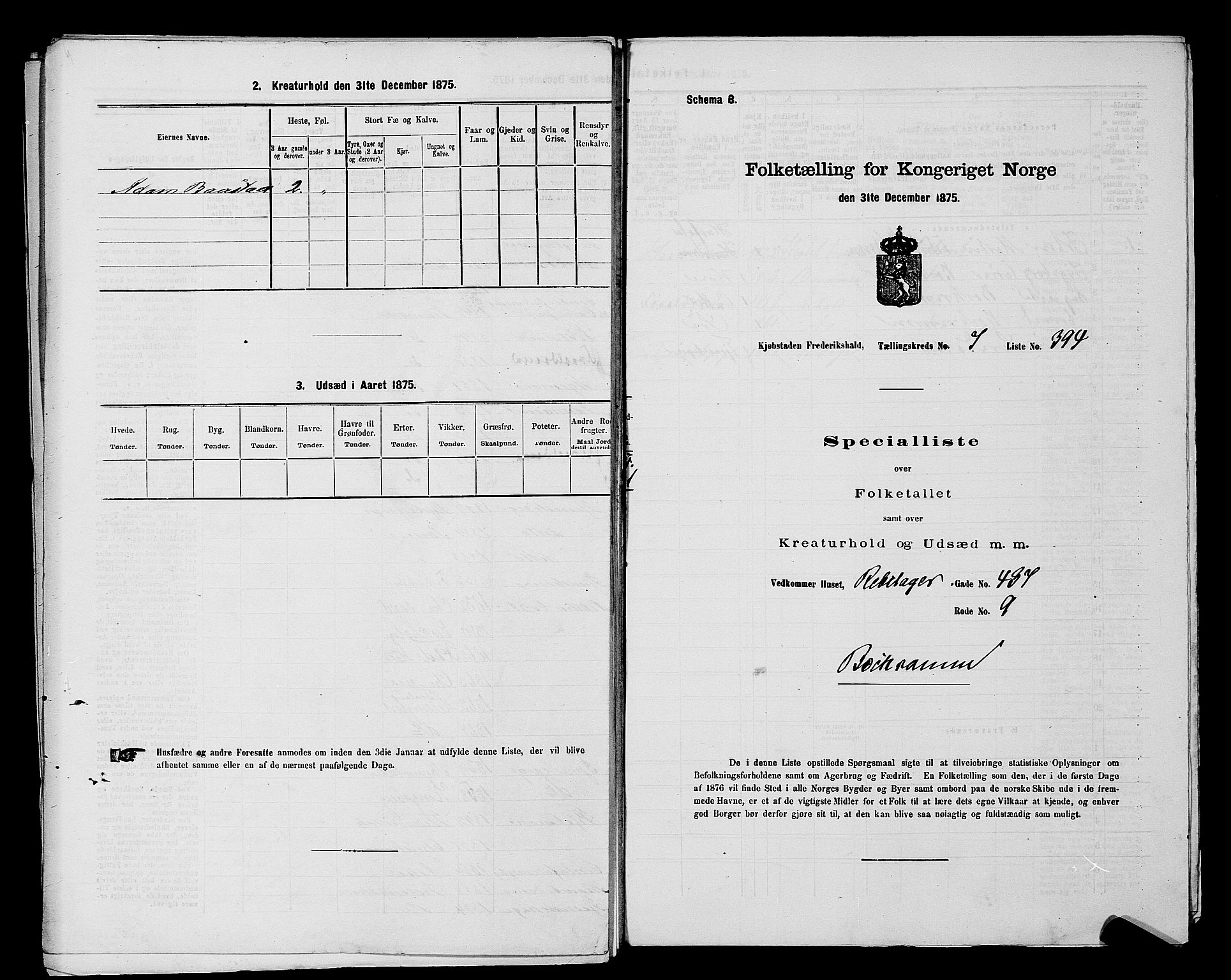 RA, 1875 census for 0101P Fredrikshald, 1875, p. 963