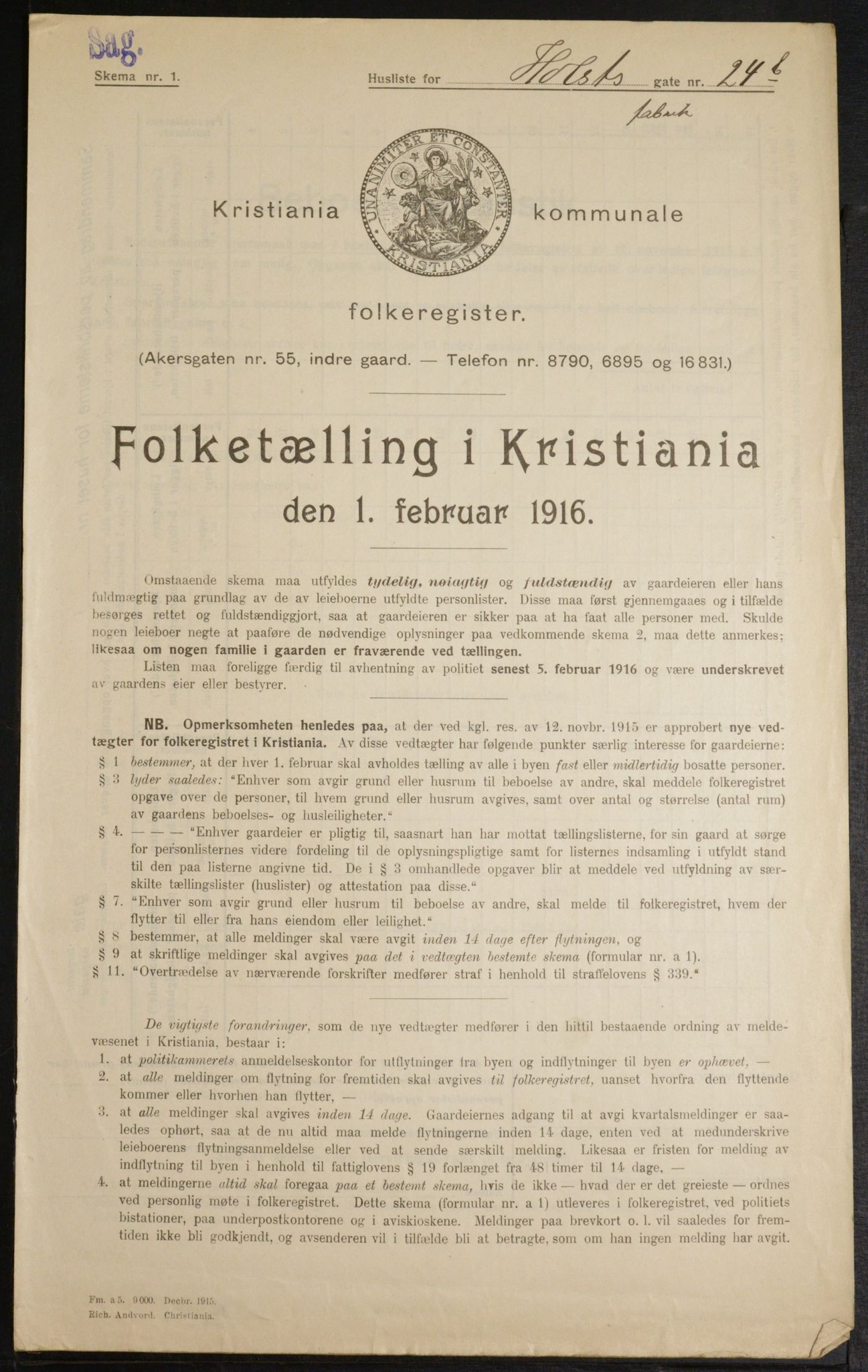 OBA, Municipal Census 1916 for Kristiania, 1916, p. 41784