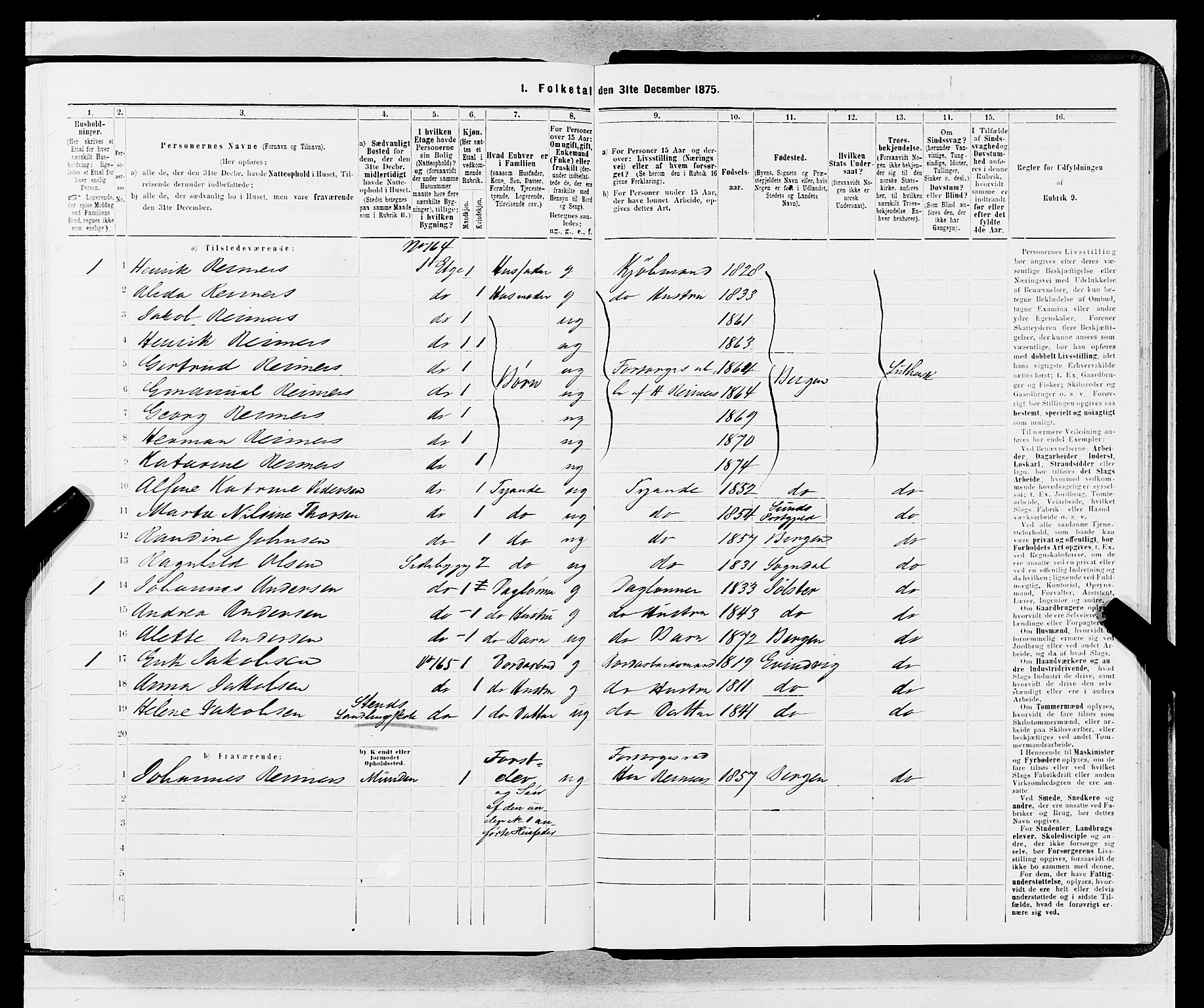 SAB, 1875 census for 1301 Bergen, 1875, p. 4275