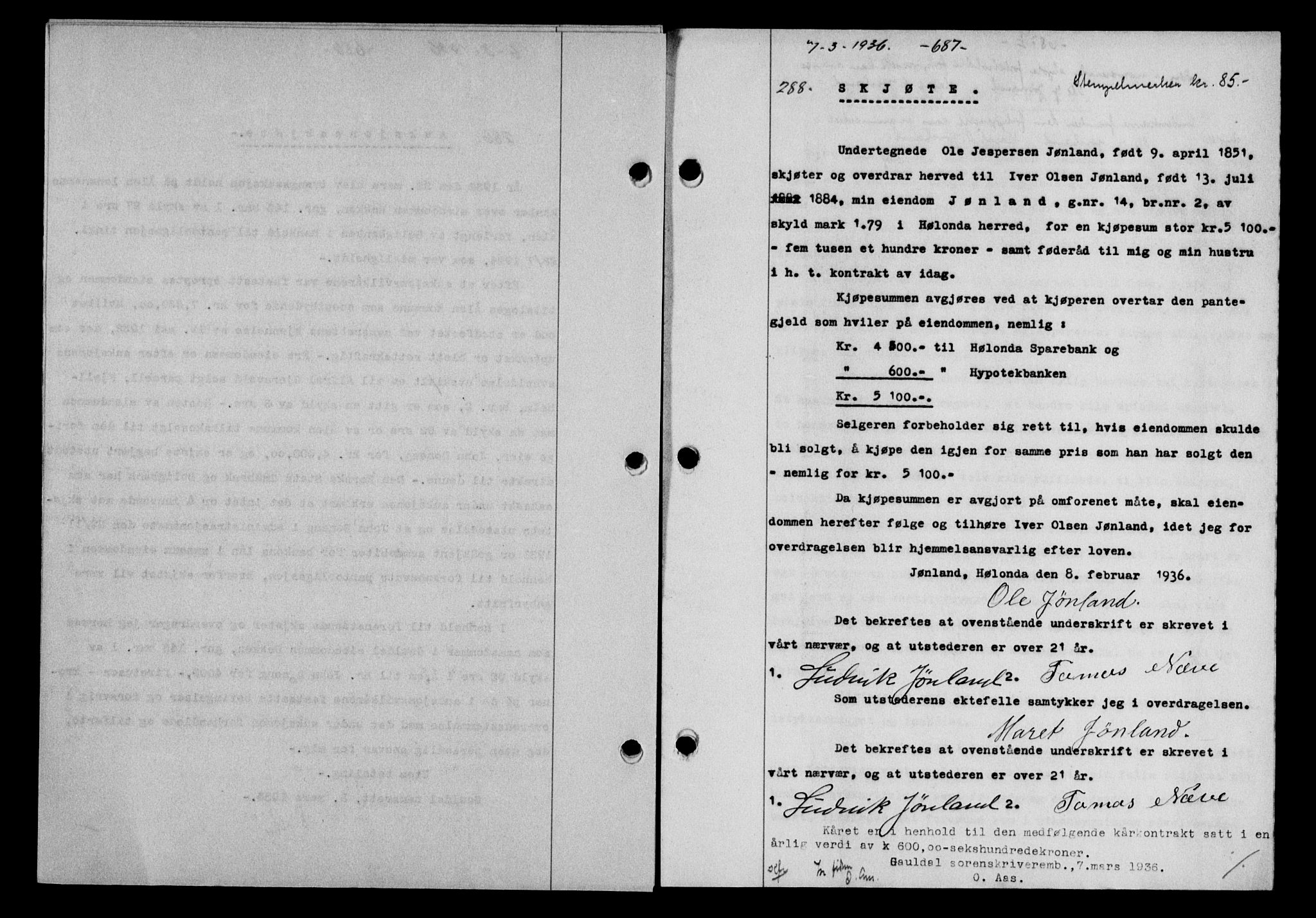 Gauldal sorenskriveri, SAT/A-0014/1/2/2C/L0045: Mortgage book no. 47-49, 1935-1936, Deed date: 07.03.1936