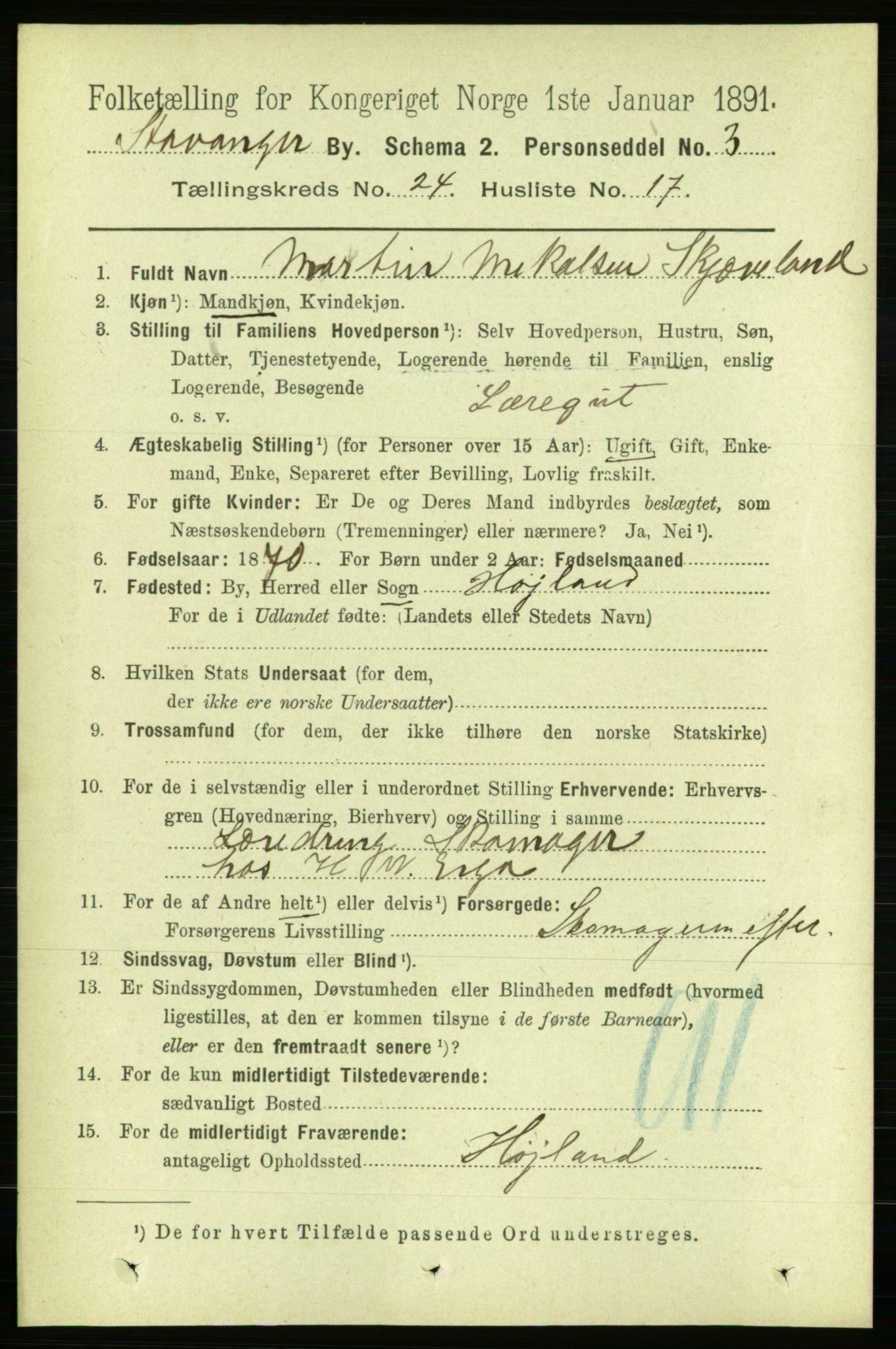 RA, 1891 census for 1103 Stavanger, 1891, p. 26495