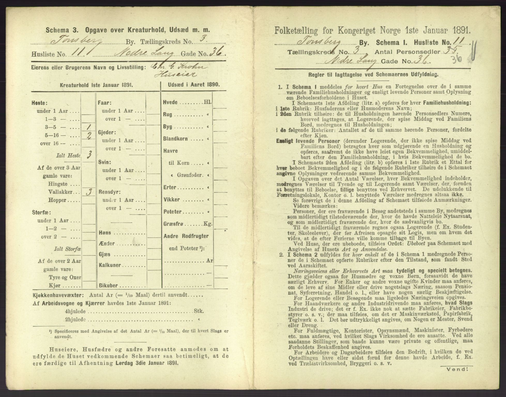 RA, 1891 census for 0705 Tønsberg, 1891, p. 170