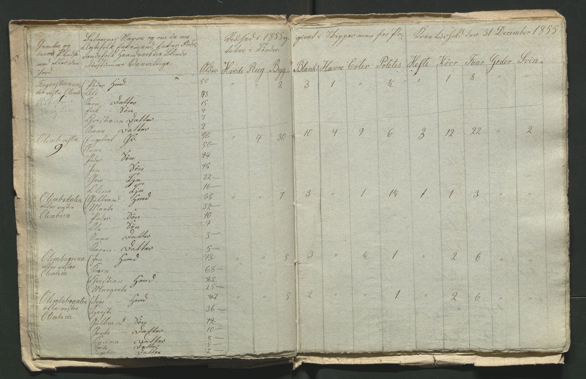 SAH, 1855 Census for Jevnaker parish, 1855, p. 7