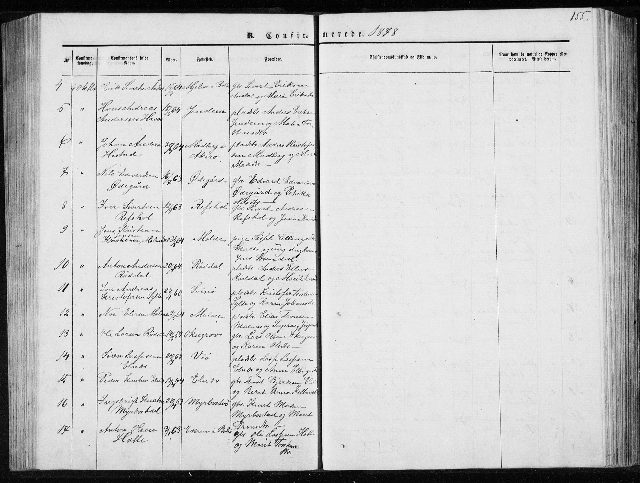 Ministerialprotokoller, klokkerbøker og fødselsregistre - Møre og Romsdal, AV/SAT-A-1454/565/L0754: Parish register (copy) no. 565C03, 1870-1896, p. 155