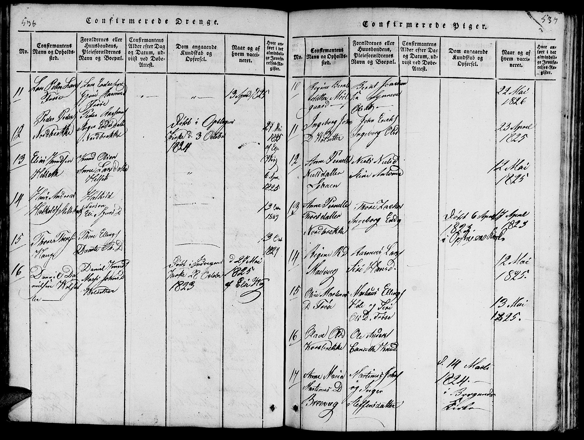 Ministerialprotokoller, klokkerbøker og fødselsregistre - Møre og Romsdal, AV/SAT-A-1454/519/L0260: Parish register (copy) no. 519C01, 1817-1829, p. 536-537