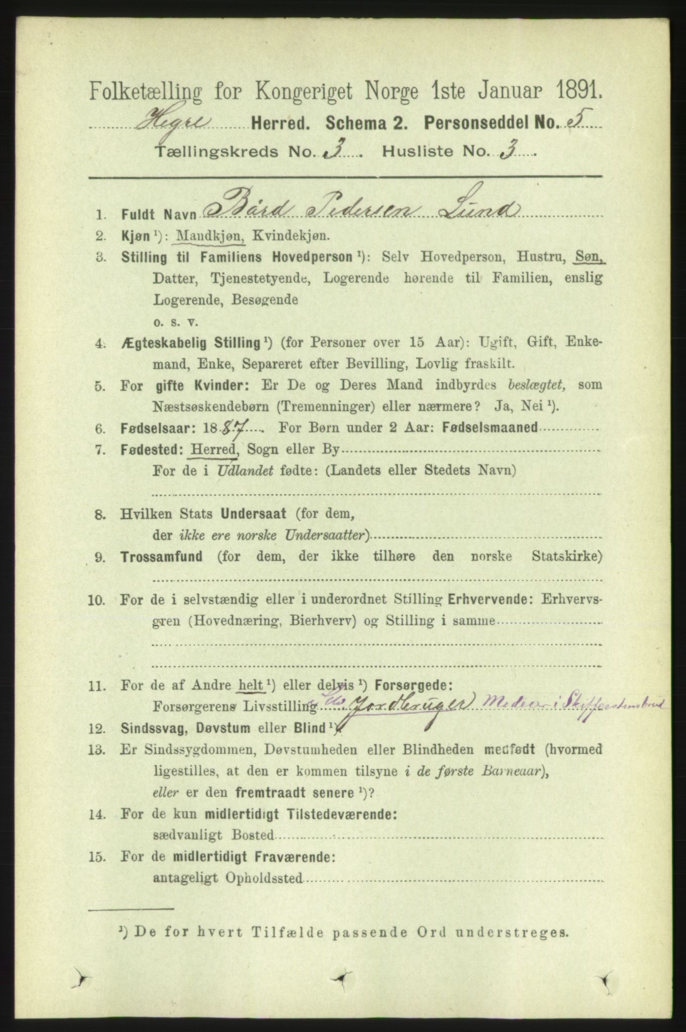 RA, 1891 census for 1712 Hegra, 1891, p. 1061