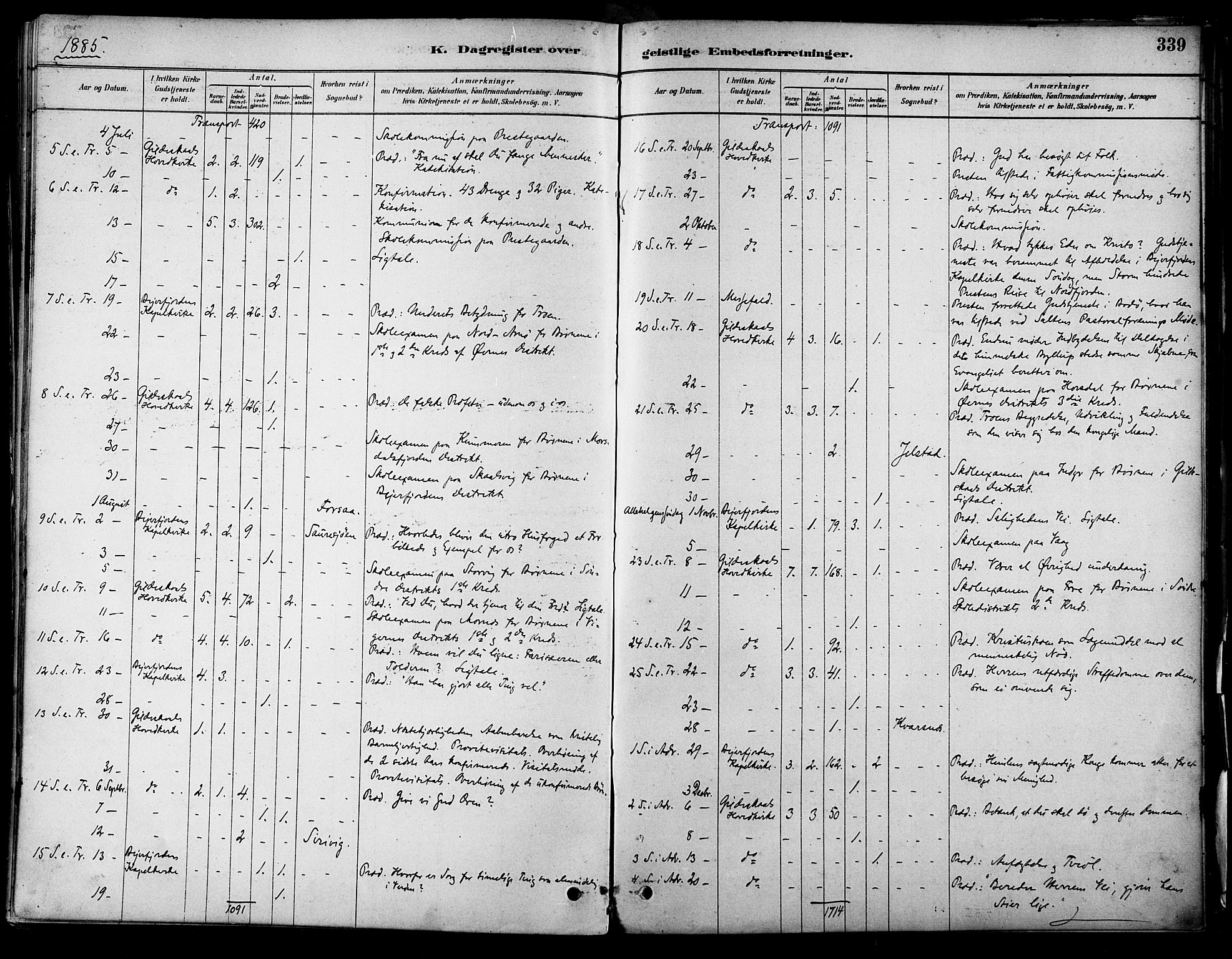 Ministerialprotokoller, klokkerbøker og fødselsregistre - Nordland, AV/SAT-A-1459/805/L0099: Parish register (official) no. 805A06, 1880-1891, p. 339