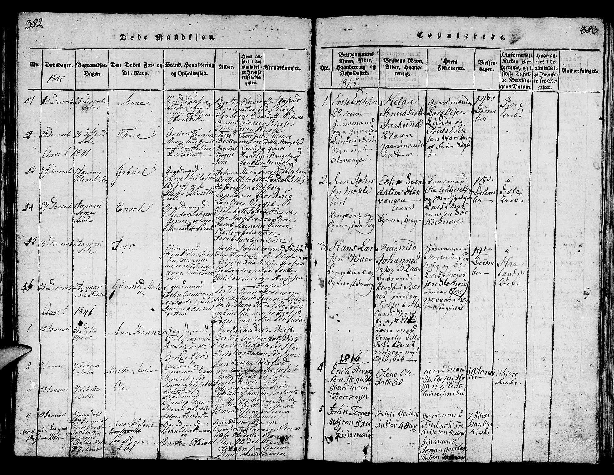 Håland sokneprestkontor, SAST/A-101802/001/30BB/L0001: Parish register (copy) no. B 1, 1815-1845, p. 382-383