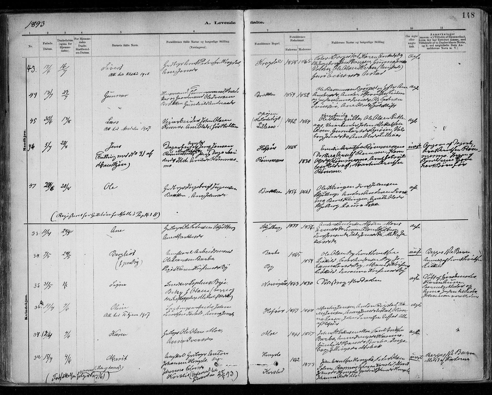 Ministerialprotokoller, klokkerbøker og fødselsregistre - Sør-Trøndelag, SAT/A-1456/668/L0809: Parish register (official) no. 668A09, 1881-1895, p. 148