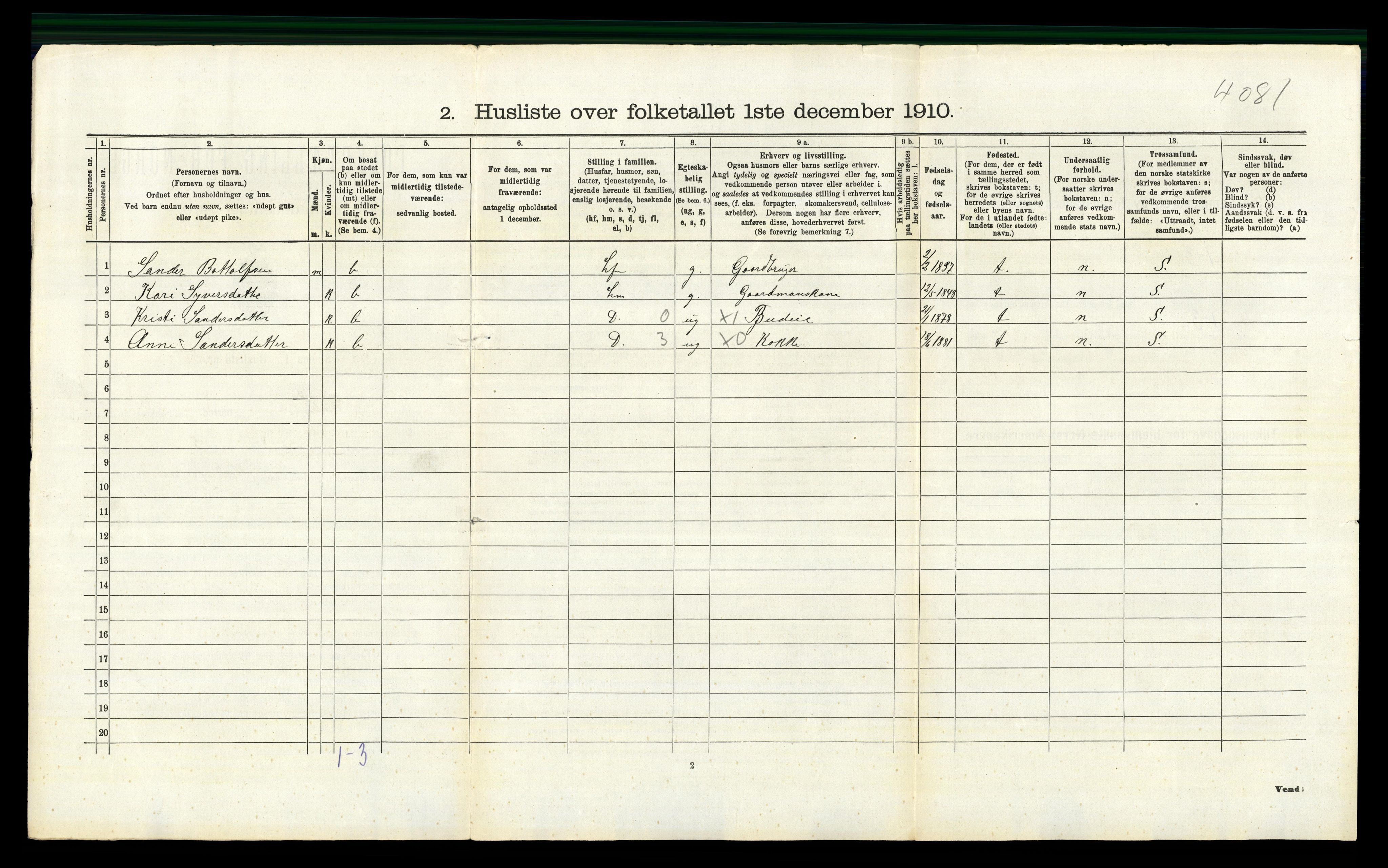 RA, 1910 census for Ål, 1910, p. 224