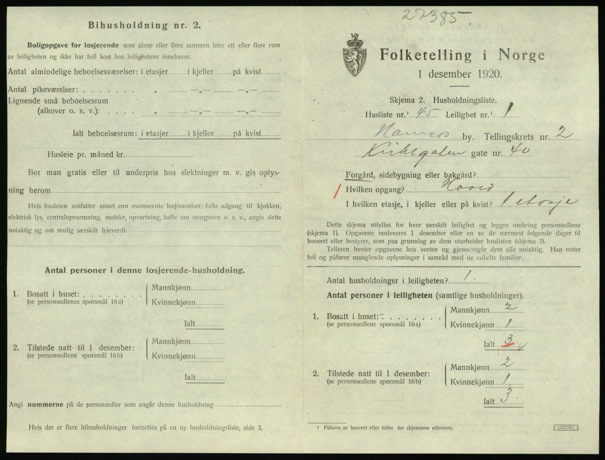 SAT, 1920 census for Namsos, 1920, p. 1125