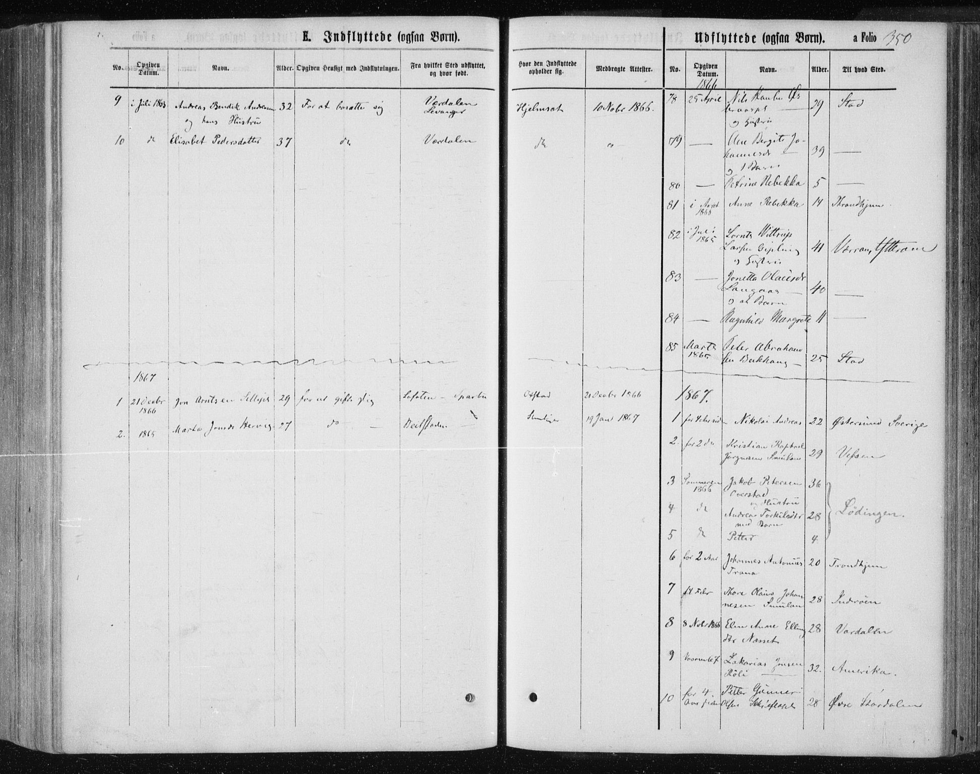 Ministerialprotokoller, klokkerbøker og fødselsregistre - Nord-Trøndelag, SAT/A-1458/735/L0345: Parish register (official) no. 735A08 /1, 1863-1872, p. 350
