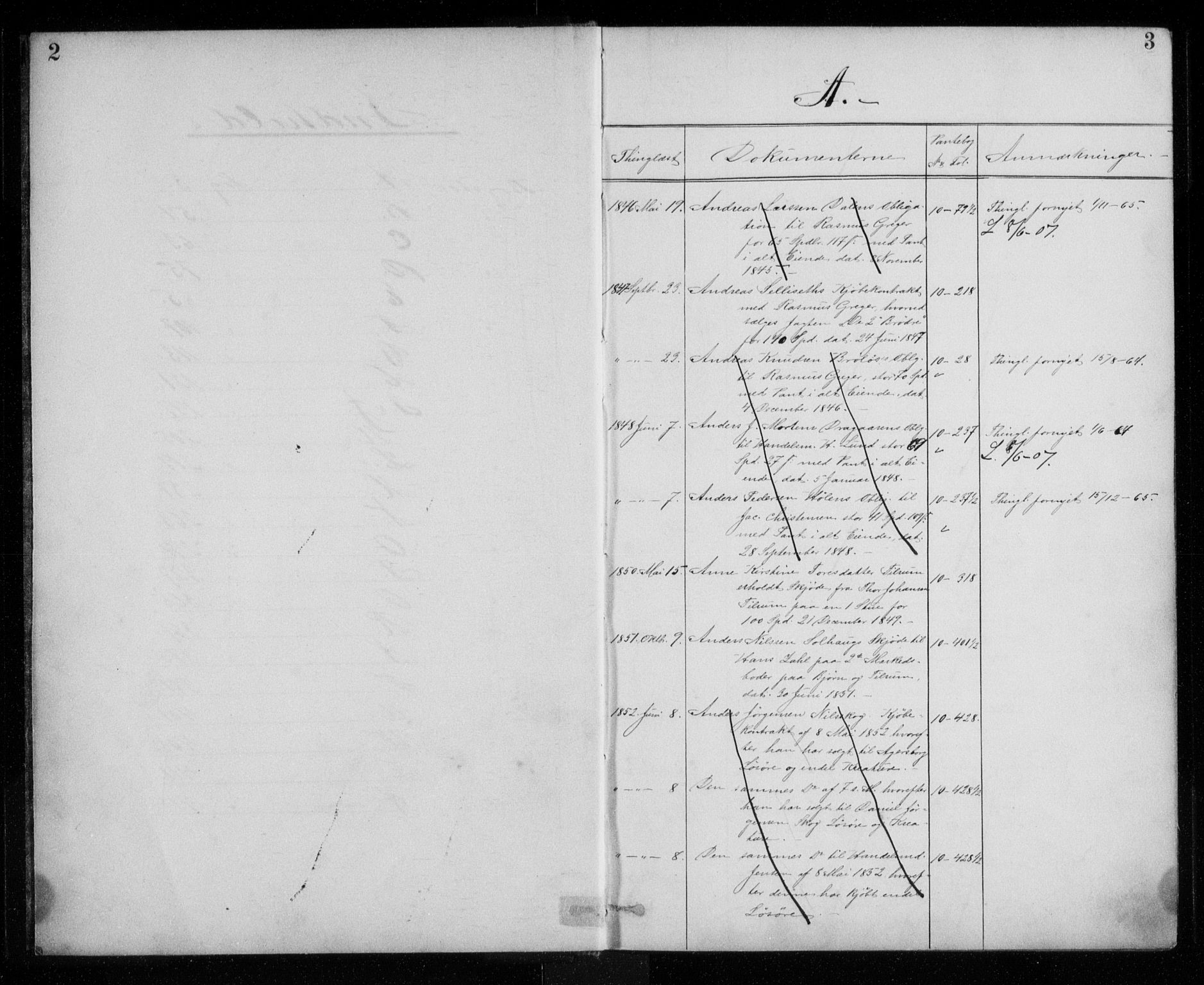 Søndre Helgeland sorenskriveri, SAT/A-4575/1/2/2B/L0003: Mortgage register no. 3, 1845-1905, p. 2-3