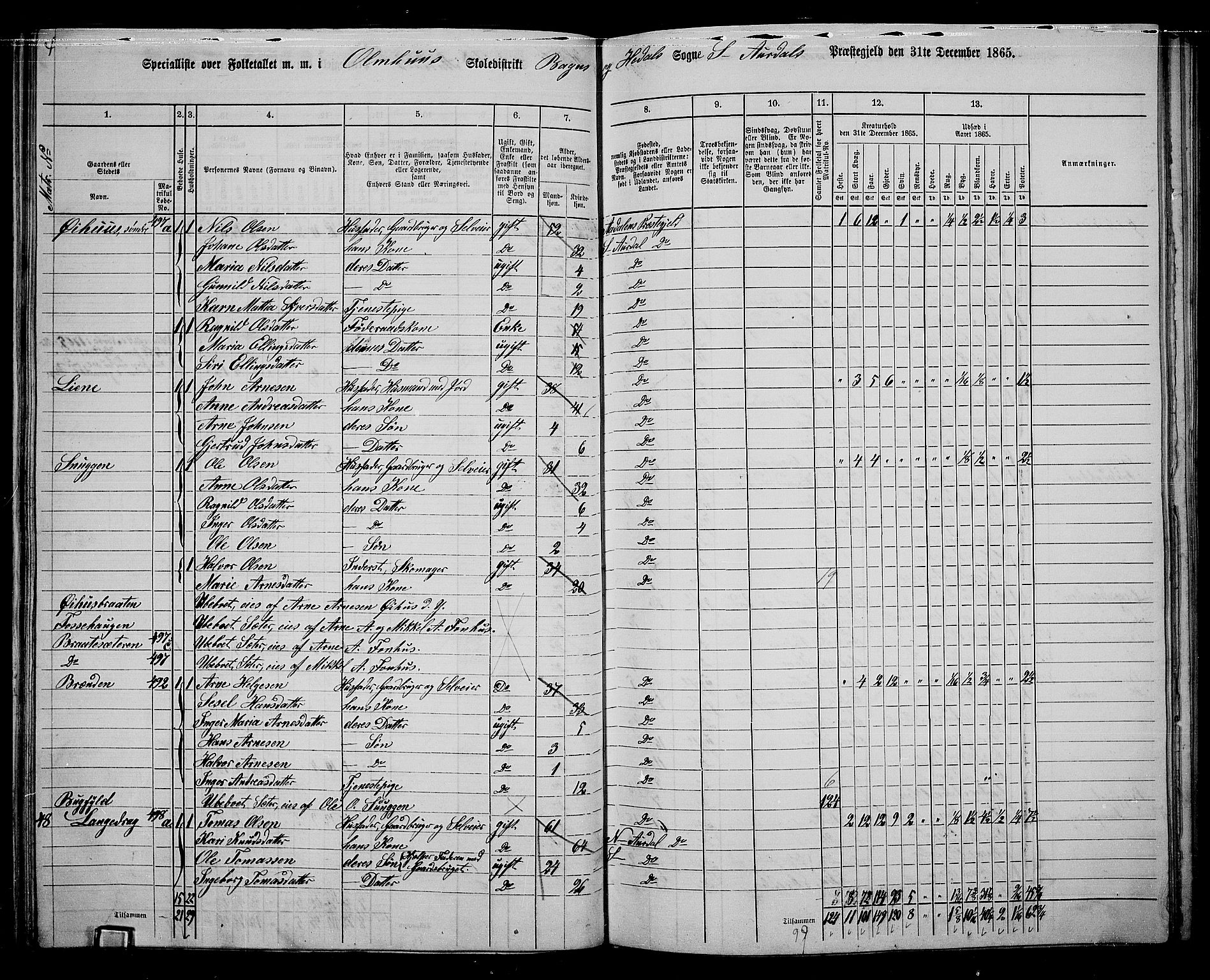 RA, 1865 census for Sør-Aurdal, 1865, p. 102