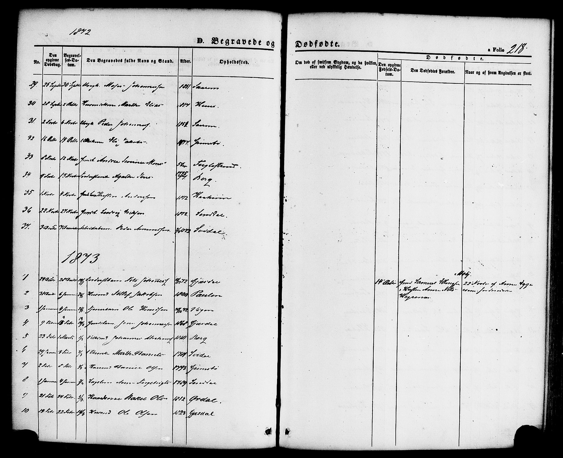 Jølster sokneprestembete, AV/SAB-A-80701/H/Haa/Haaa/L0011: Parish register (official) no. A 11, 1866-1881, p. 218