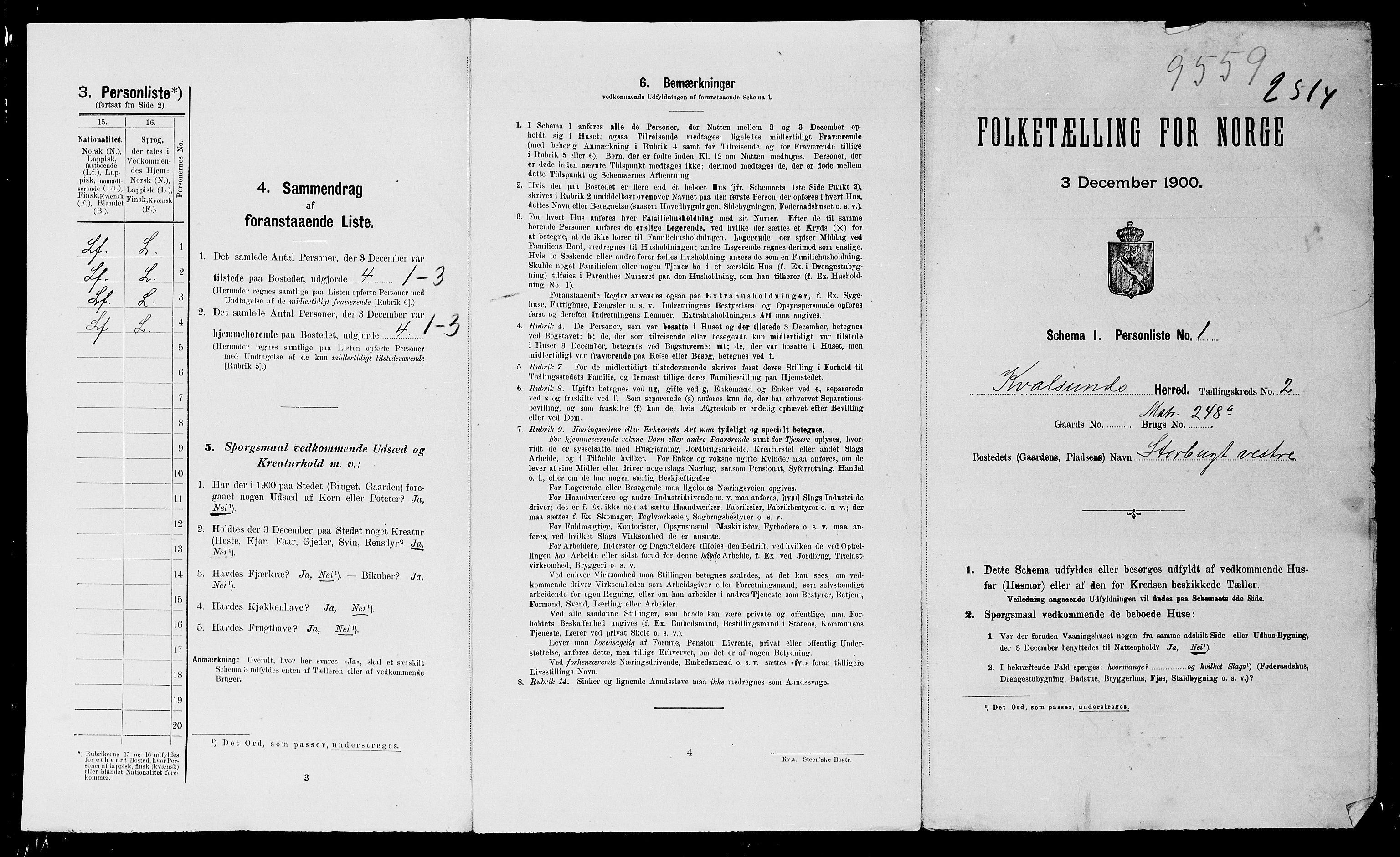 SATØ, 1900 census for Kvalsund, 1900, p. 15