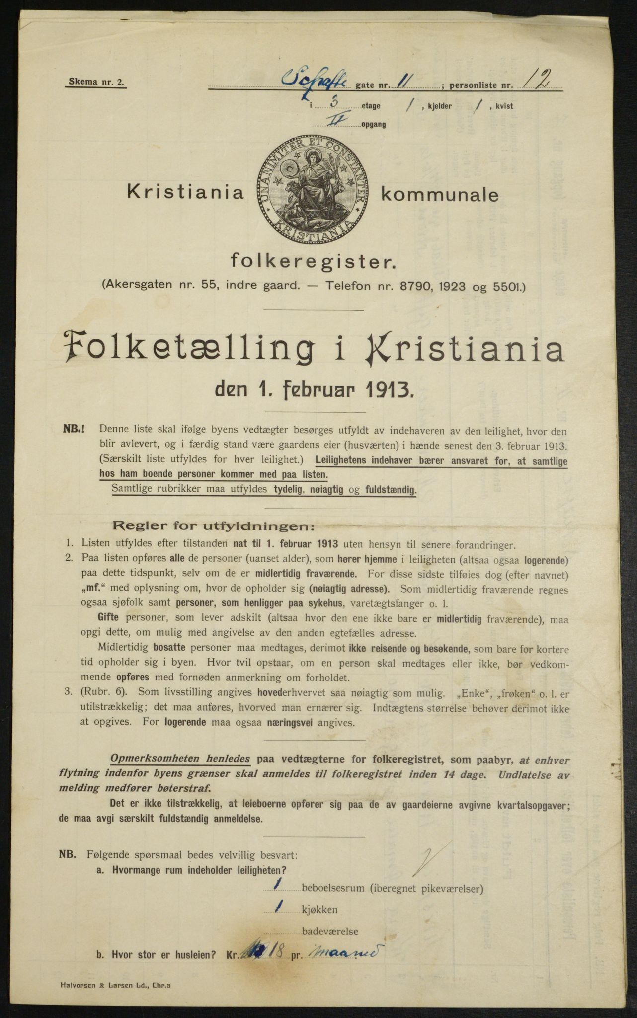 OBA, Municipal Census 1913 for Kristiania, 1913, p. 89385