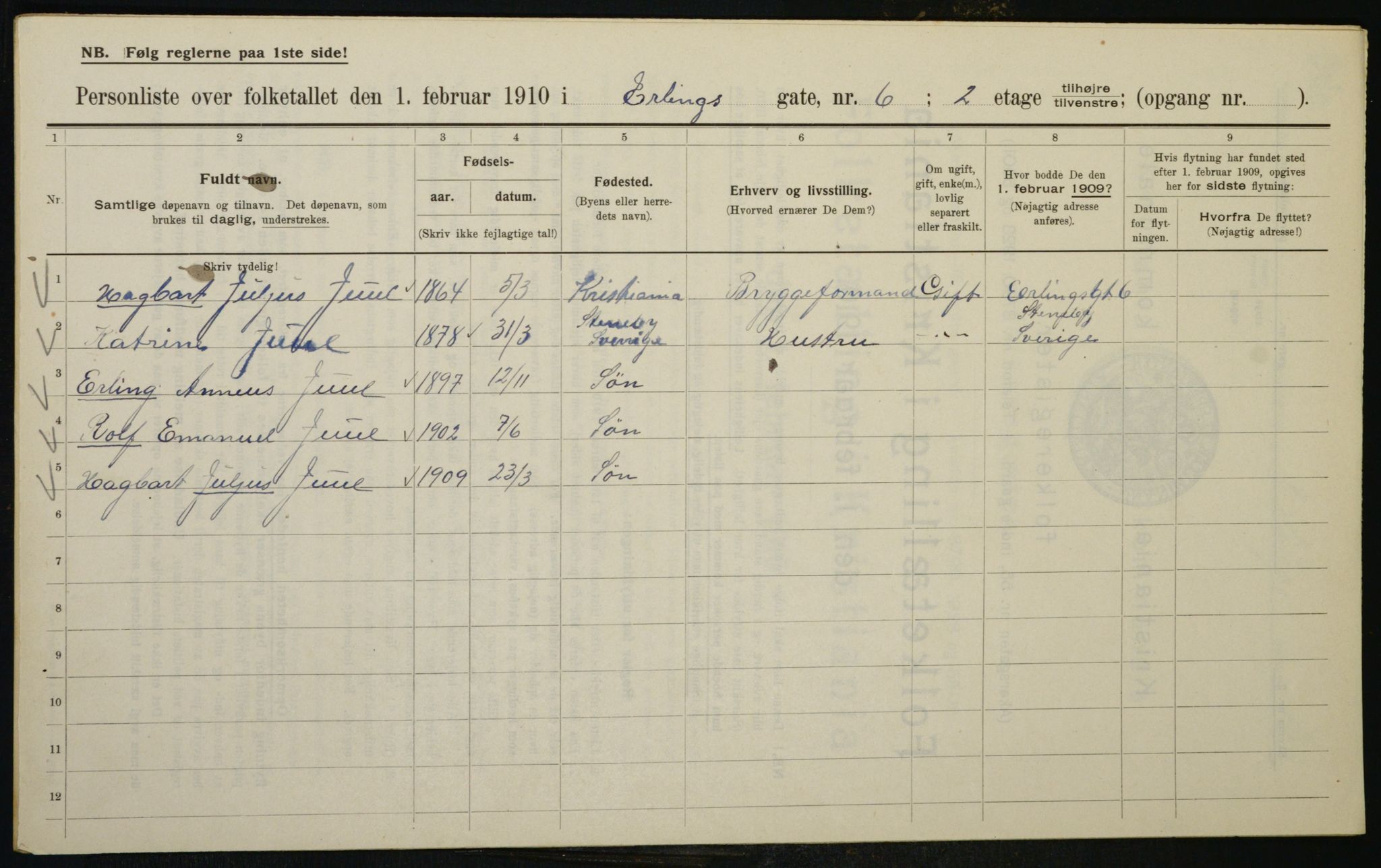 OBA, Municipal Census 1910 for Kristiania, 1910, p. 20678