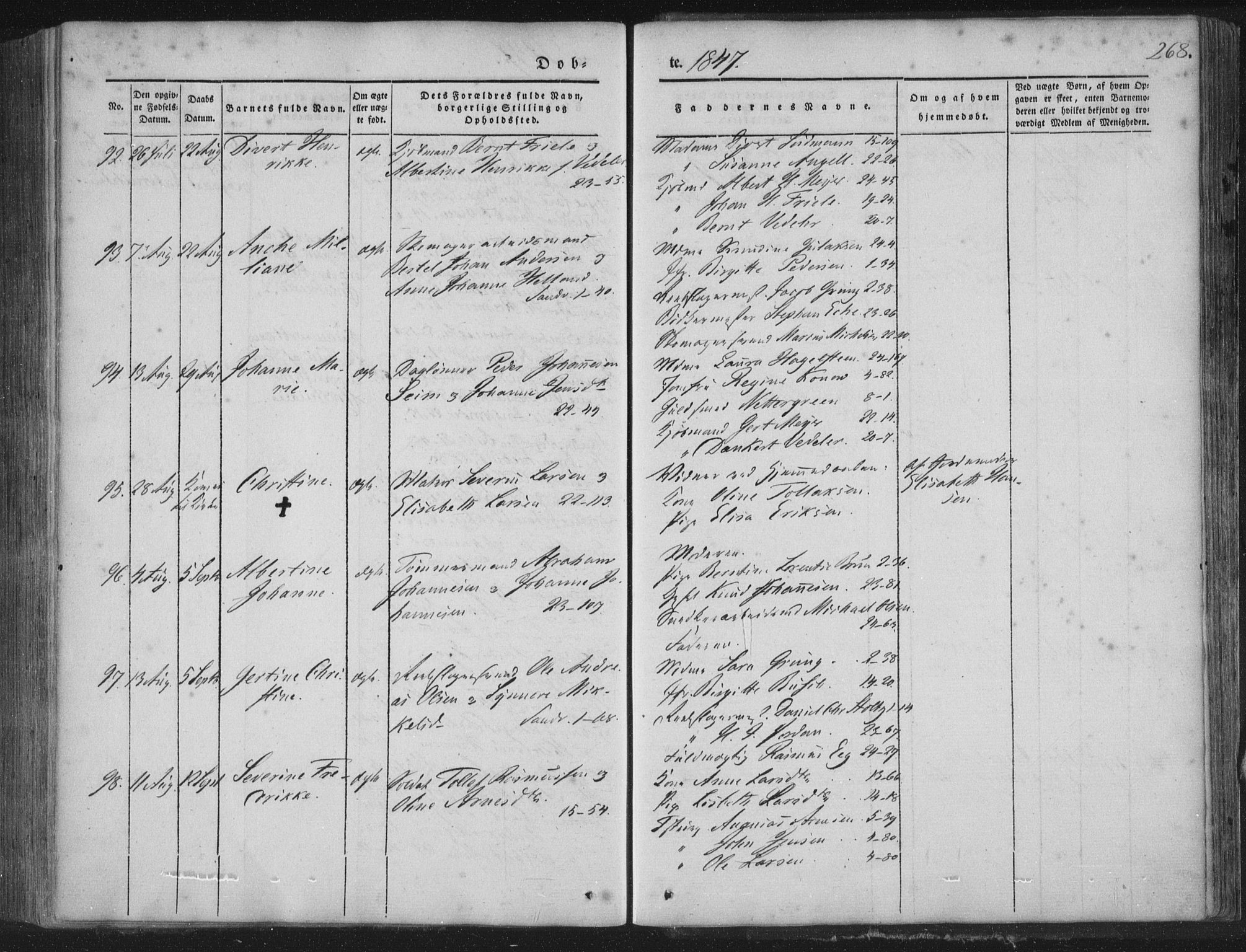 Korskirken sokneprestembete, AV/SAB-A-76101/H/Haa/L0016: Parish register (official) no. B 2, 1841-1851, p. 268