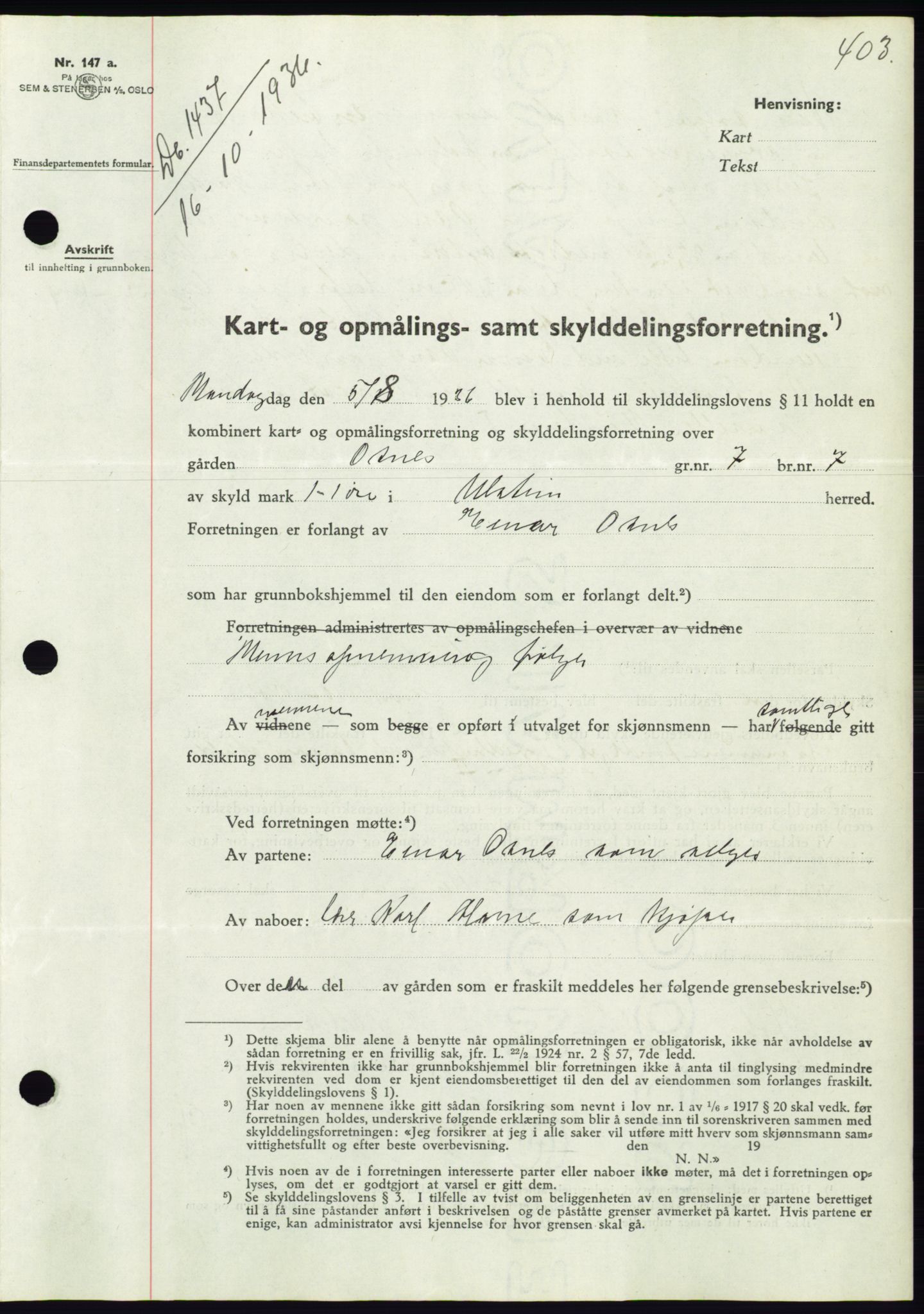 Søre Sunnmøre sorenskriveri, AV/SAT-A-4122/1/2/2C/L0061: Mortgage book no. 55, 1936-1936, Diary no: : 1437/1936