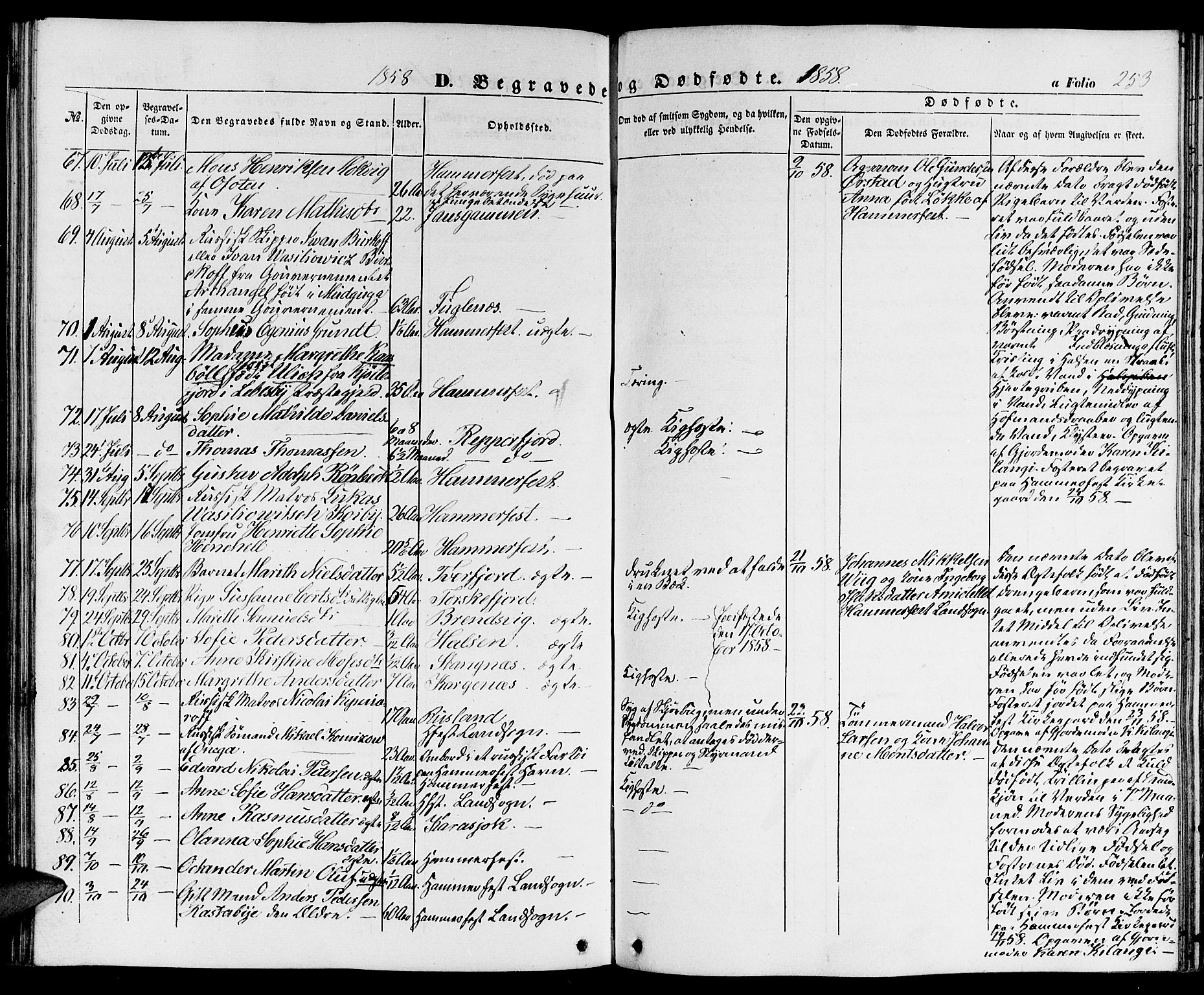 Hammerfest sokneprestkontor, AV/SATØ-S-1347/H/Hb/L0002.klokk: Parish register (copy) no. 2, 1851-1861, p. 253