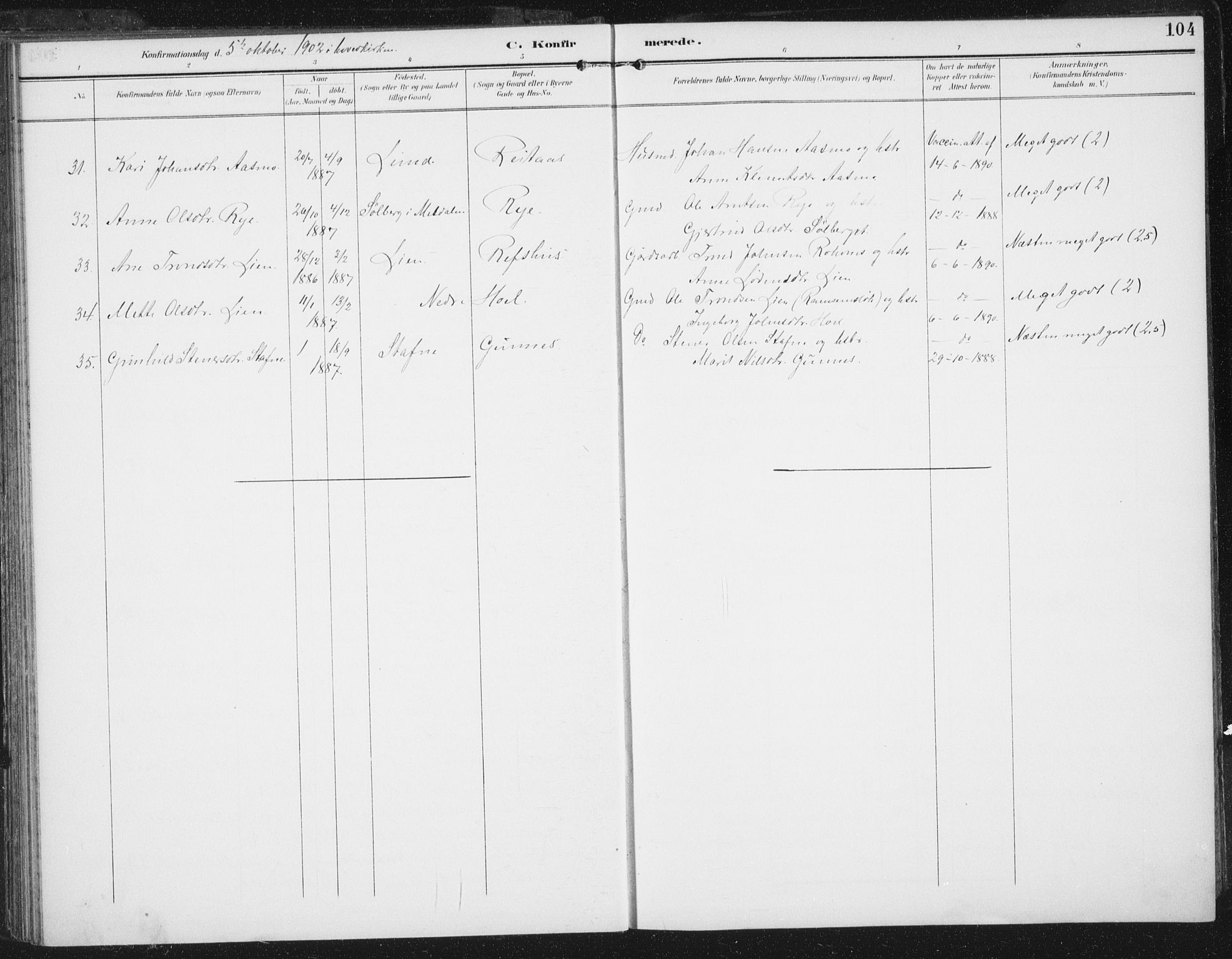 Ministerialprotokoller, klokkerbøker og fødselsregistre - Sør-Trøndelag, SAT/A-1456/674/L0872: Parish register (official) no. 674A04, 1897-1907, p. 104