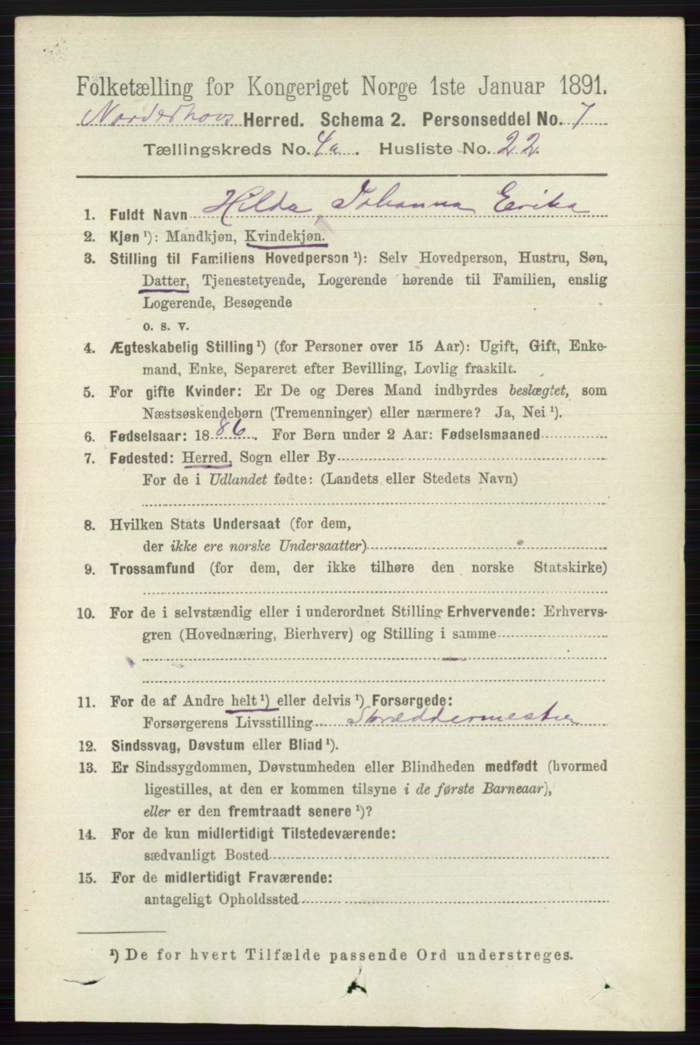 RA, 1891 census for 0613 Norderhov, 1891, p. 1867