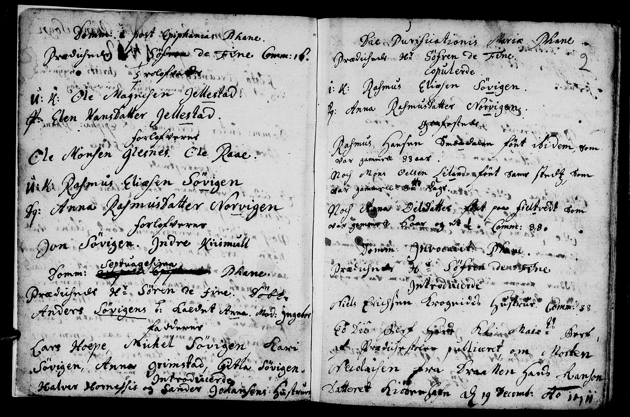 Fana Sokneprestembete, AV/SAB-A-75101/H/Haa/Haaa/L0001: Parish register (official) no. A 1, 1712-1719, p. 2