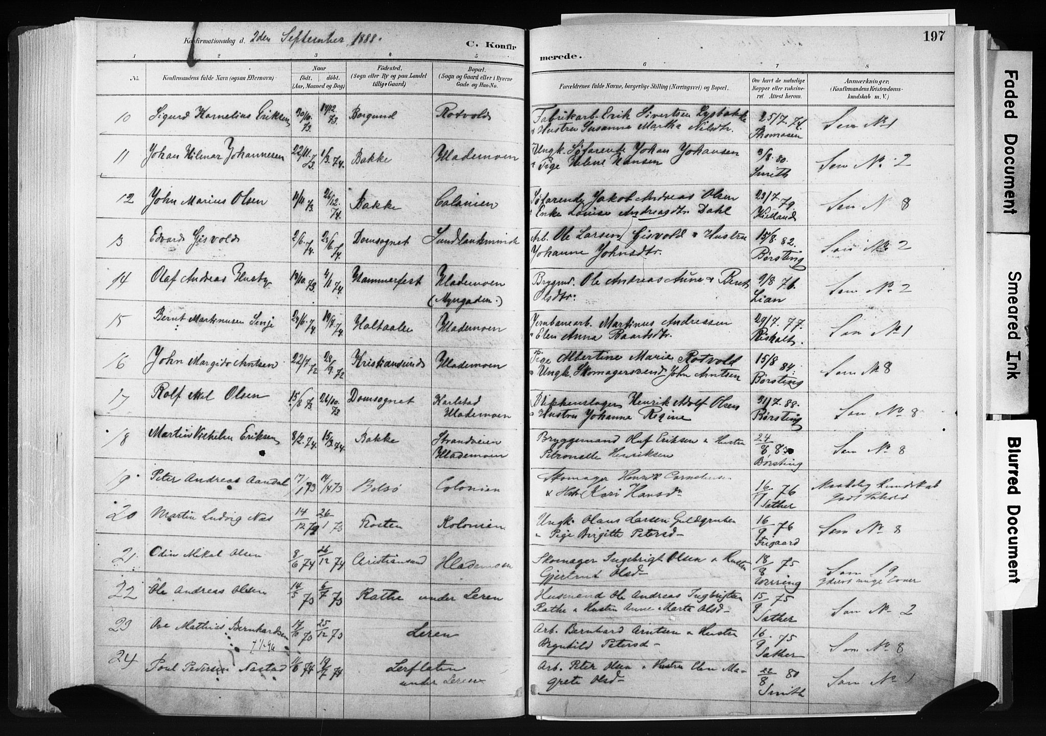 Ministerialprotokoller, klokkerbøker og fødselsregistre - Sør-Trøndelag, AV/SAT-A-1456/606/L0300: Parish register (official) no. 606A15, 1886-1893, p. 197