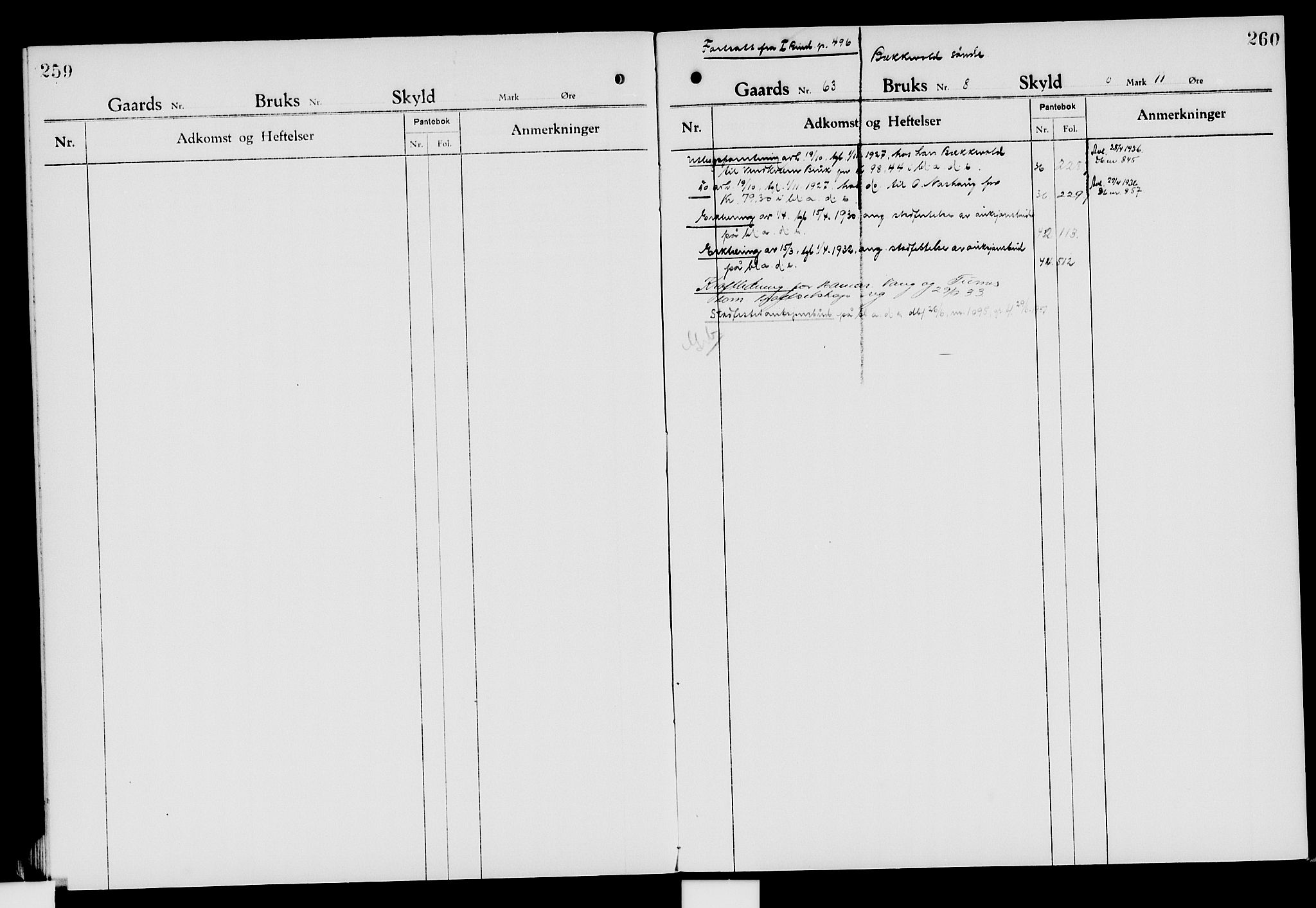 Nord-Hedmark sorenskriveri, SAH/TING-012/H/Ha/Had/Hade/L0007: Mortgage register no. 4.7, 1924-1940, p. 259-260