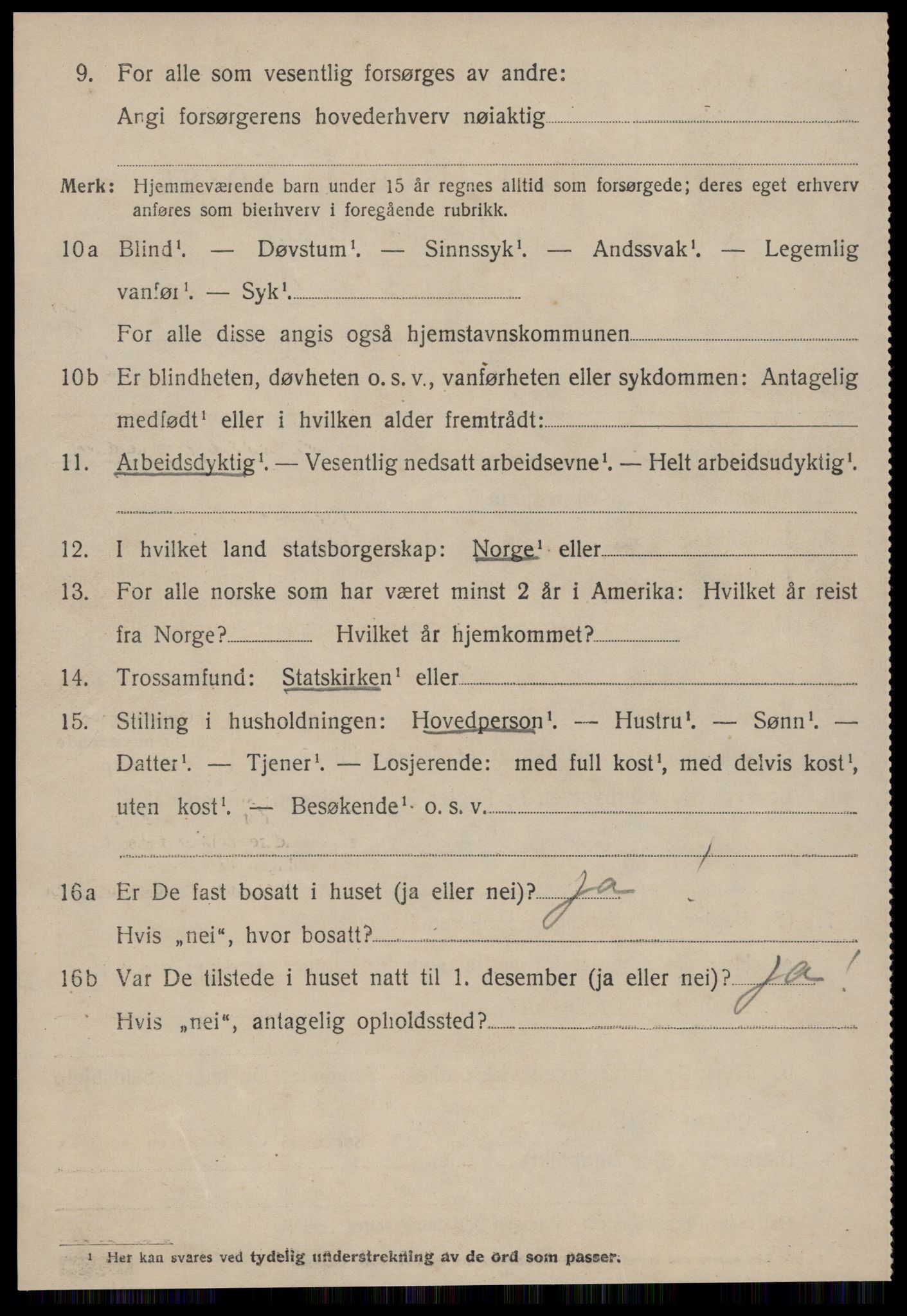 SAT, 1920 census for Sunnylven, 1920, p. 1309