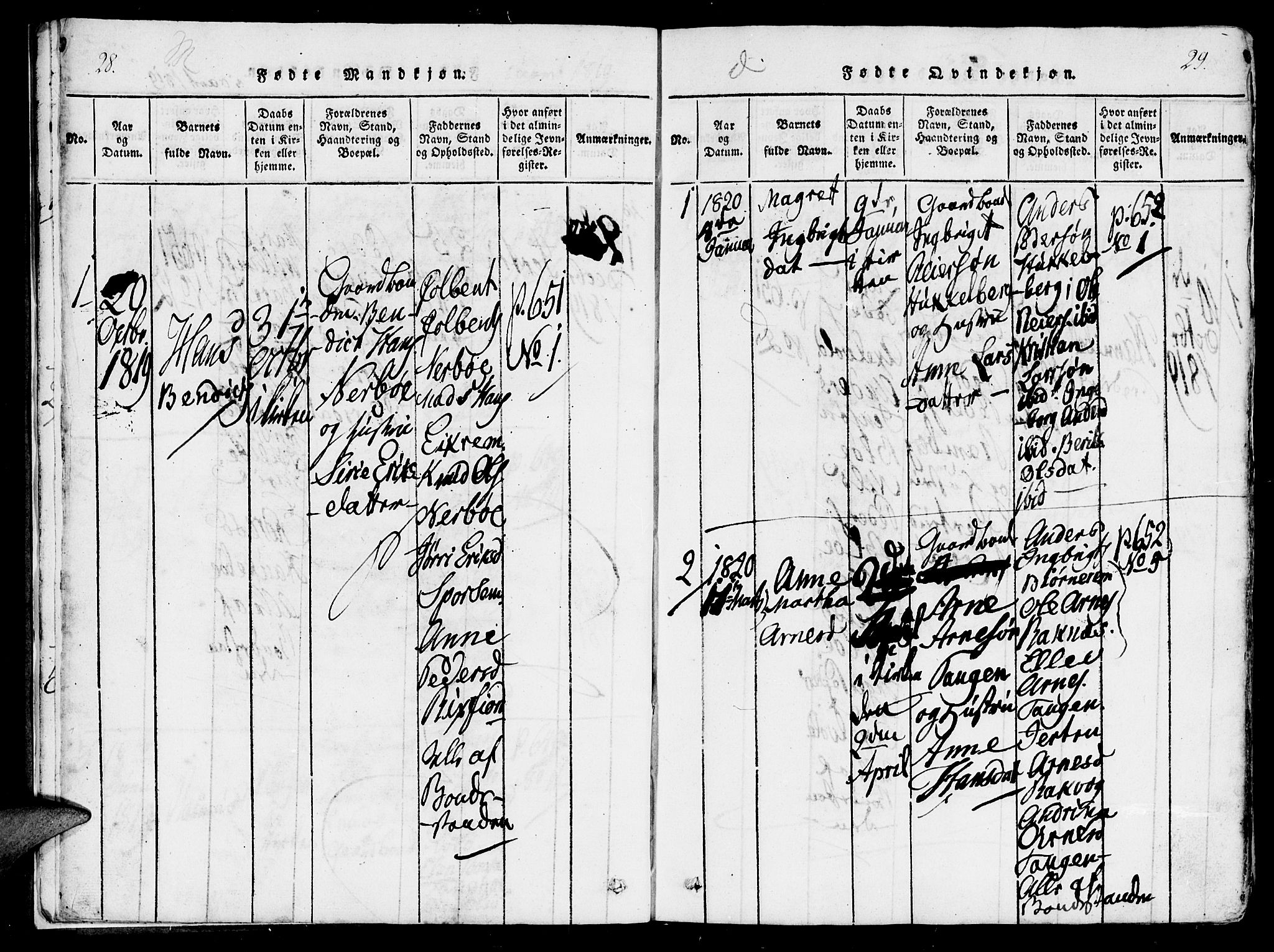 Ministerialprotokoller, klokkerbøker og fødselsregistre - Møre og Romsdal, SAT/A-1454/560/L0718: Parish register (official) no. 560A02, 1817-1844, p. 28-29