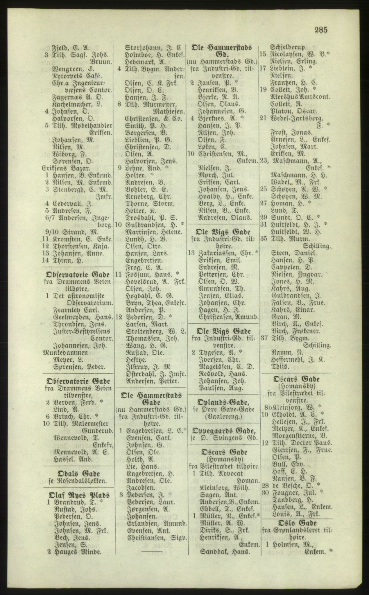 Kristiania/Oslo adressebok, PUBL/-, 1881, p. 285