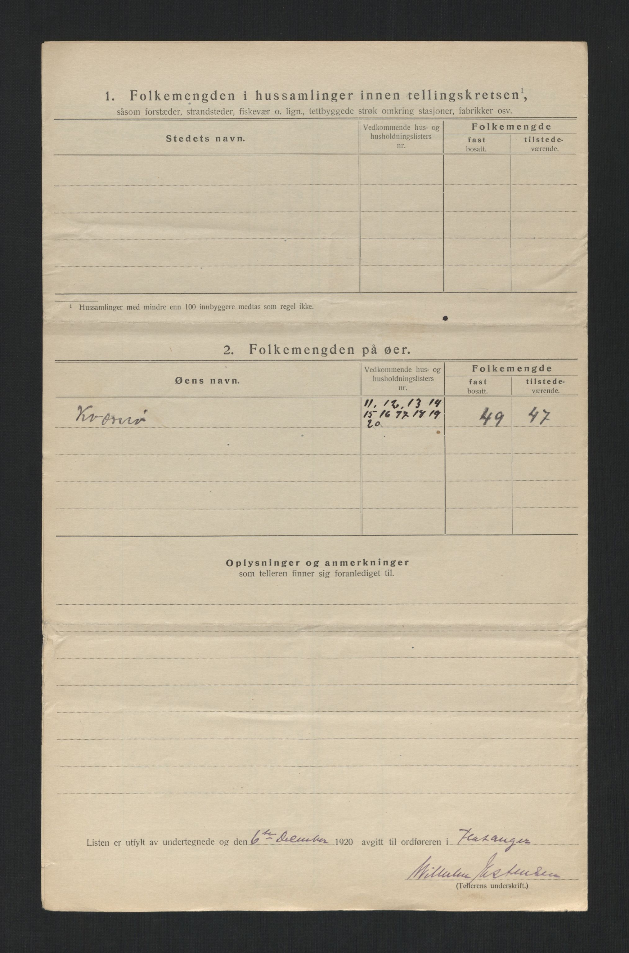 SAT, 1920 census for Flatanger, 1920, p. 28