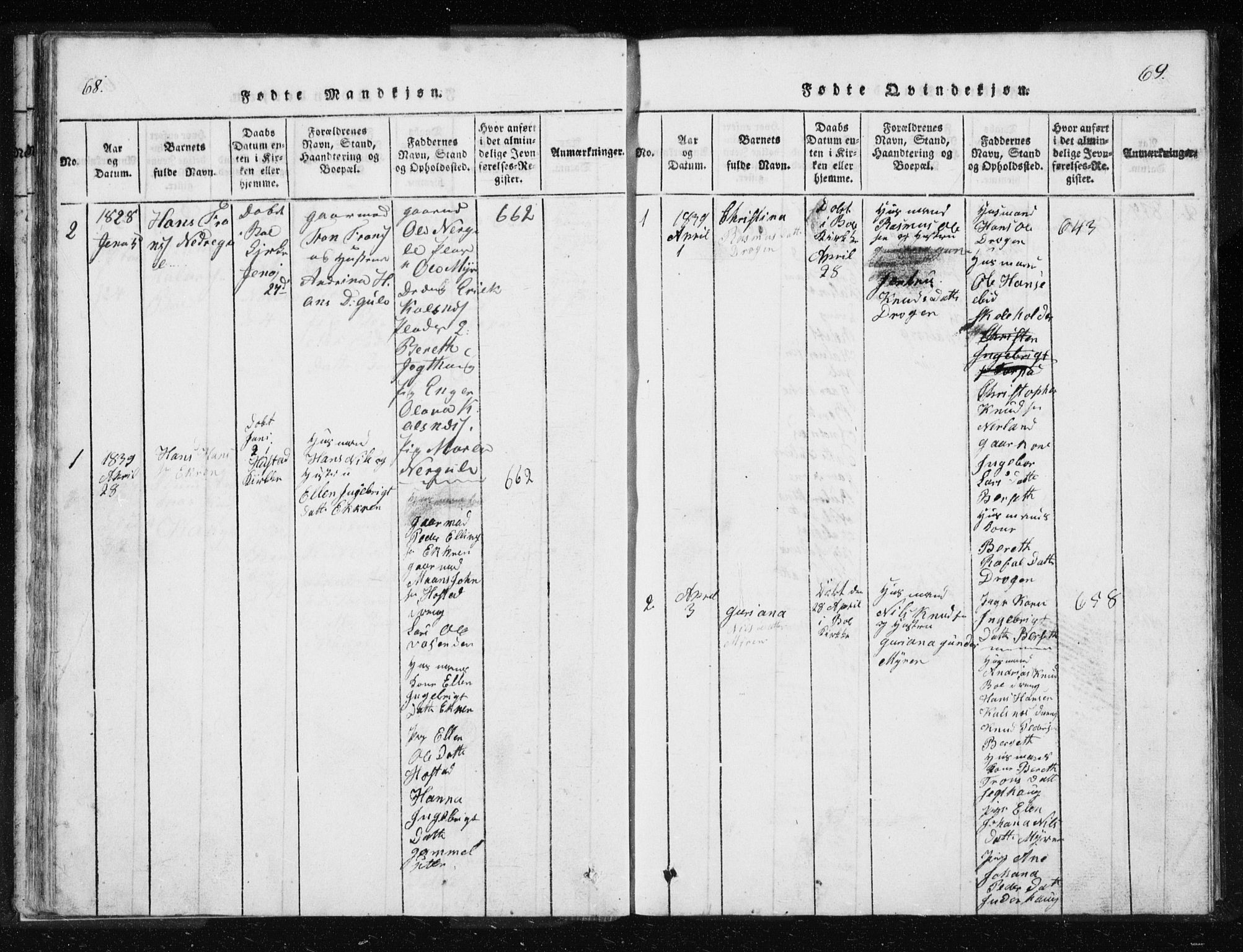 Ministerialprotokoller, klokkerbøker og fødselsregistre - Møre og Romsdal, AV/SAT-A-1454/566/L0772: Parish register (copy) no. 566C01, 1818-1845, p. 68-69