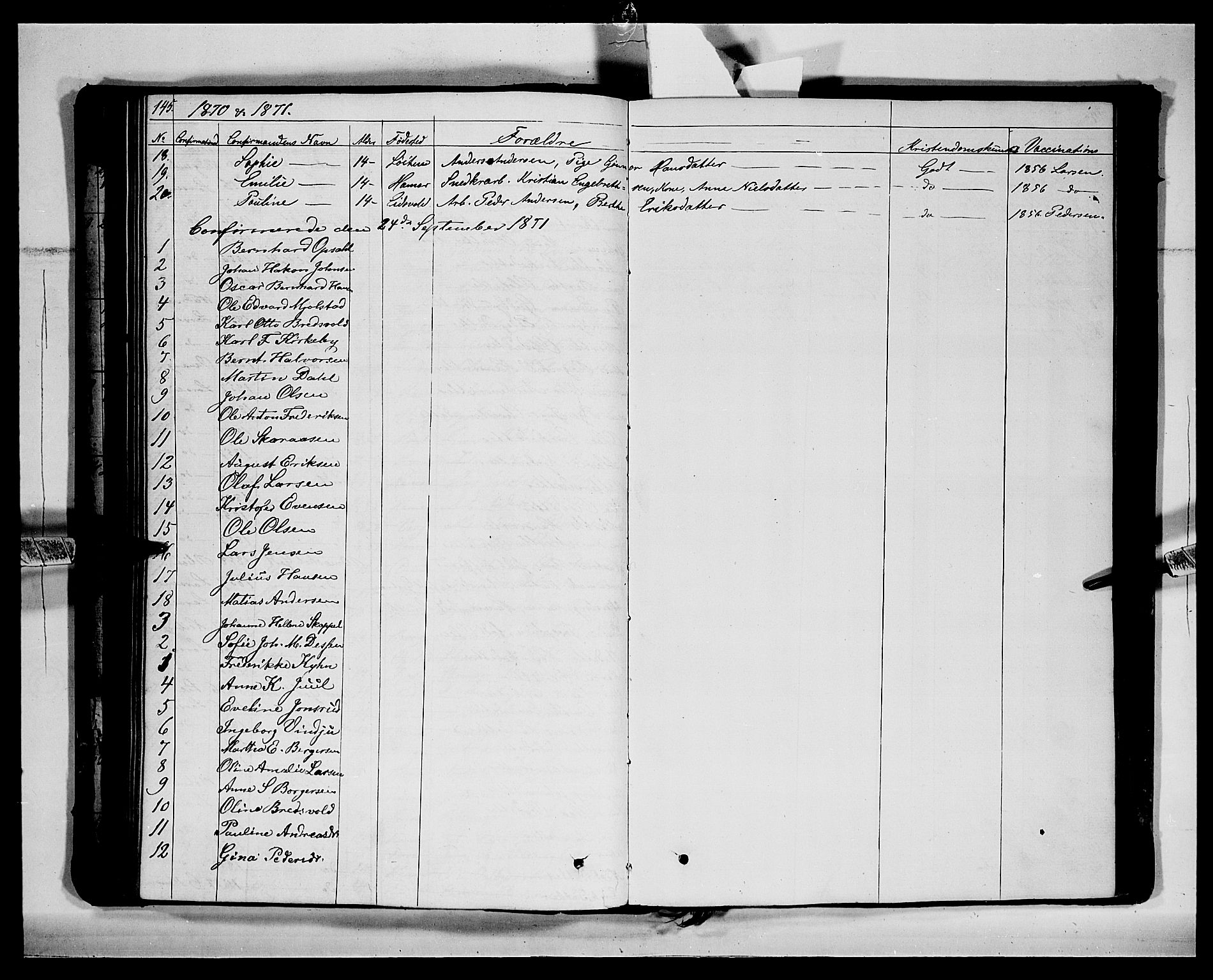 Vang prestekontor, Hedmark, SAH/PREST-008/H/Ha/Hab/L0011: Parish register (copy) no. 11, 1855-1878, p. 145