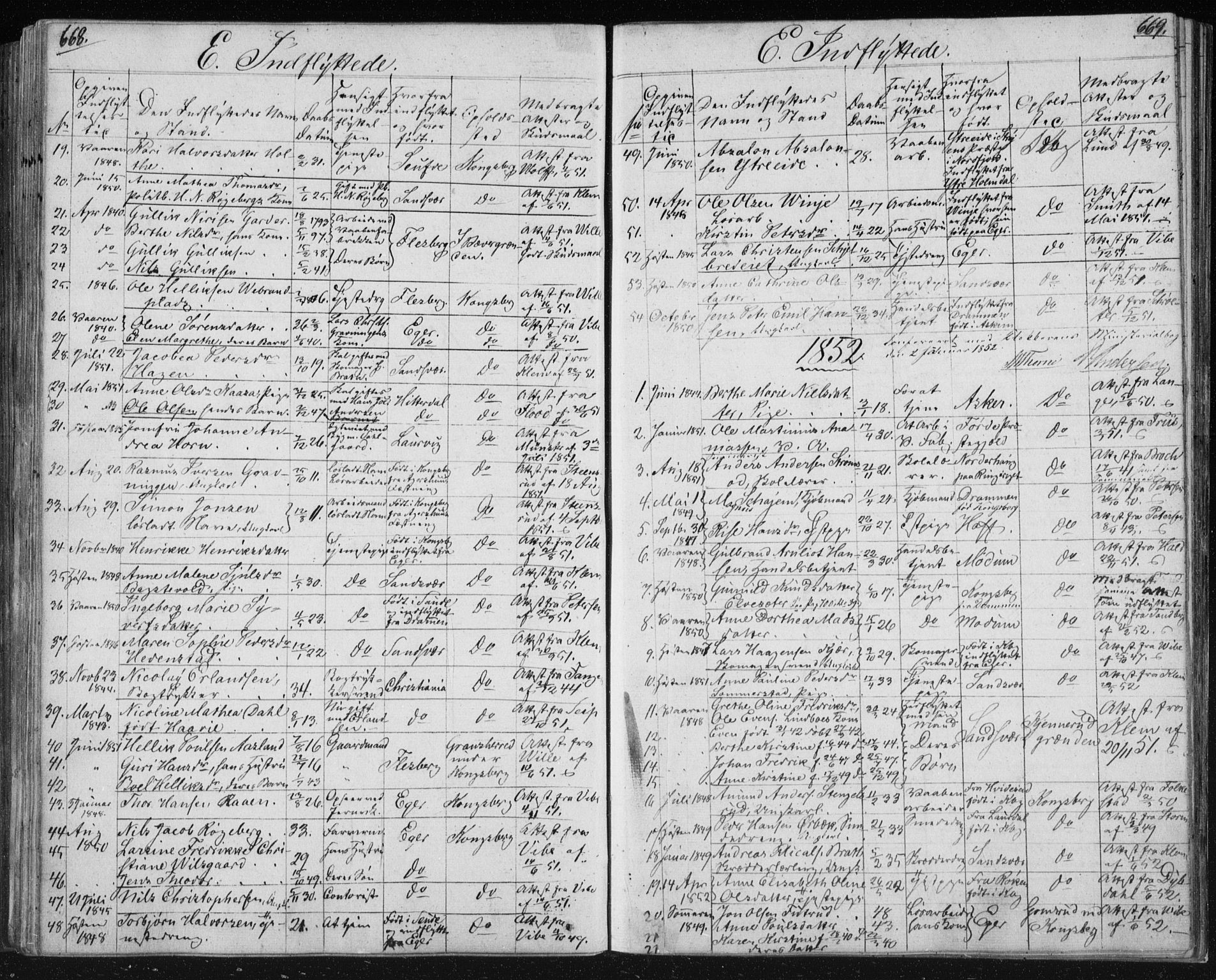 Kongsberg kirkebøker, SAKO/A-22/F/Fa/L0009: Parish register (official) no. I 9, 1839-1858, p. 668-669