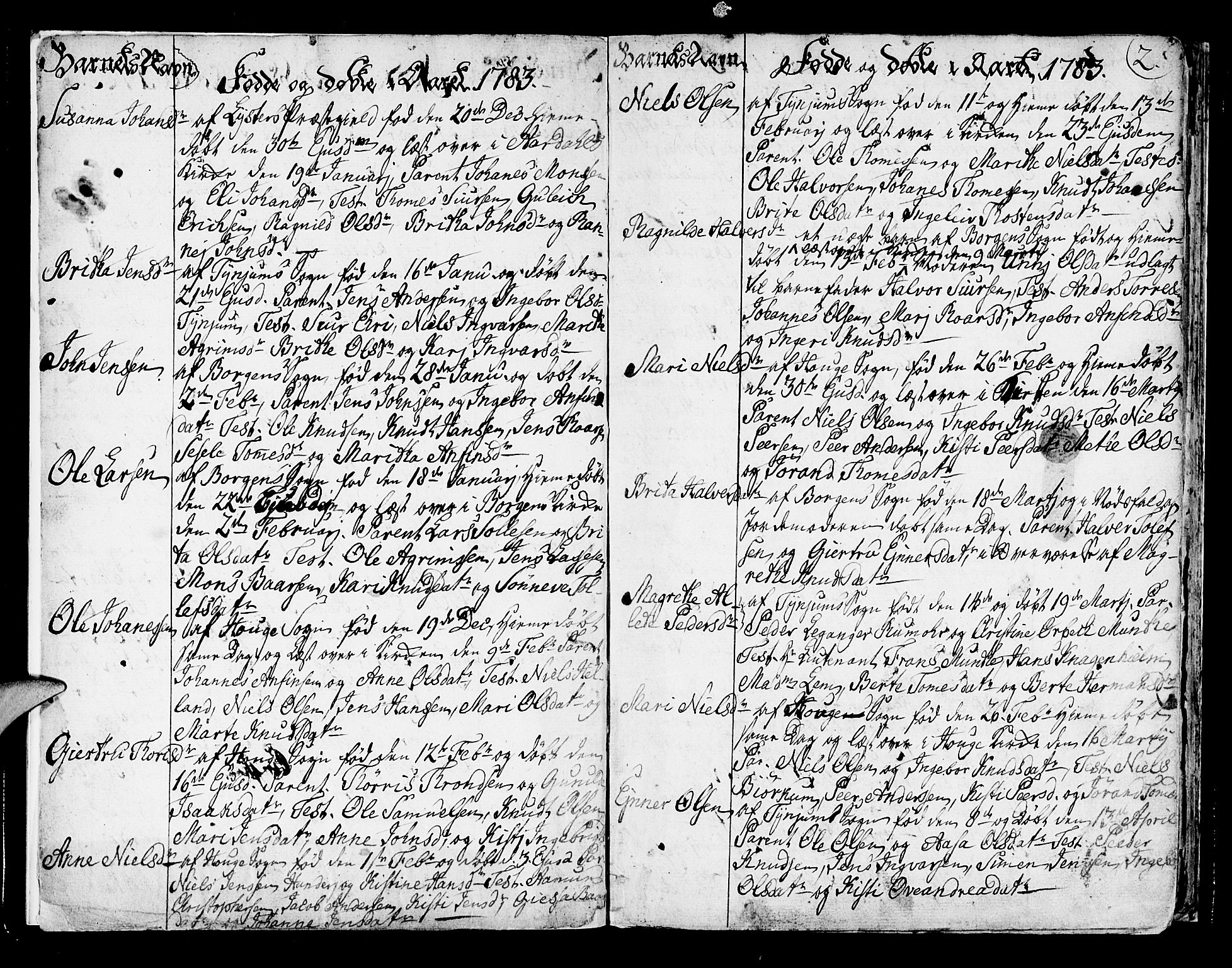 Lærdal sokneprestembete, SAB/A-81201: Parish register (official) no. A 3, 1783-1804, p. 2
