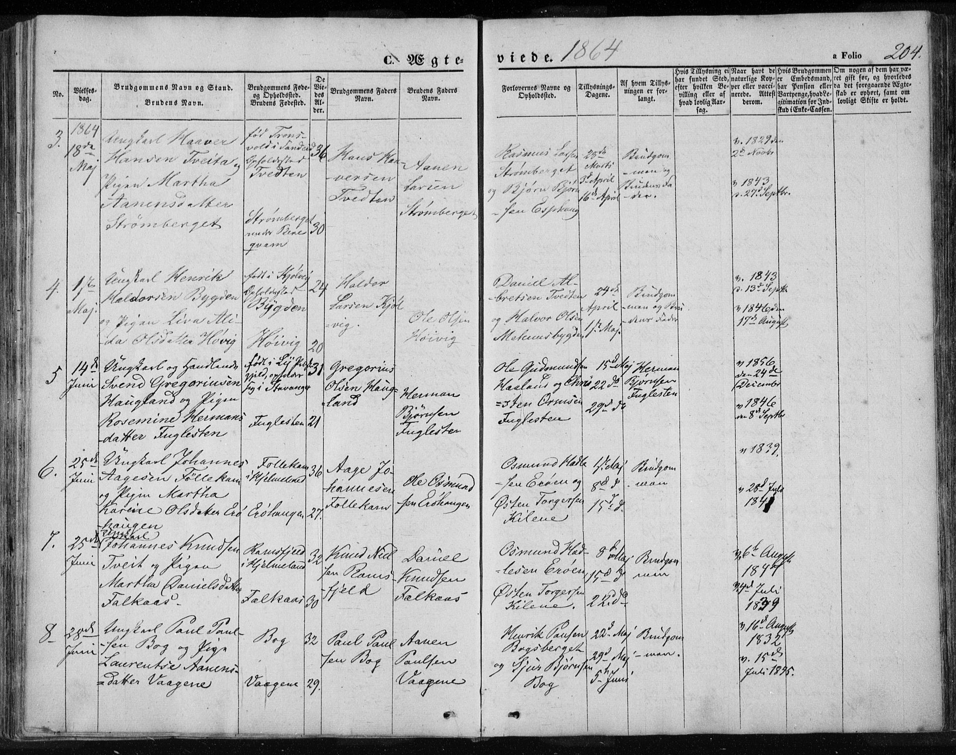 Jelsa sokneprestkontor, AV/SAST-A-101842/01/IV: Parish register (official) no. A 7, 1854-1866, p. 204