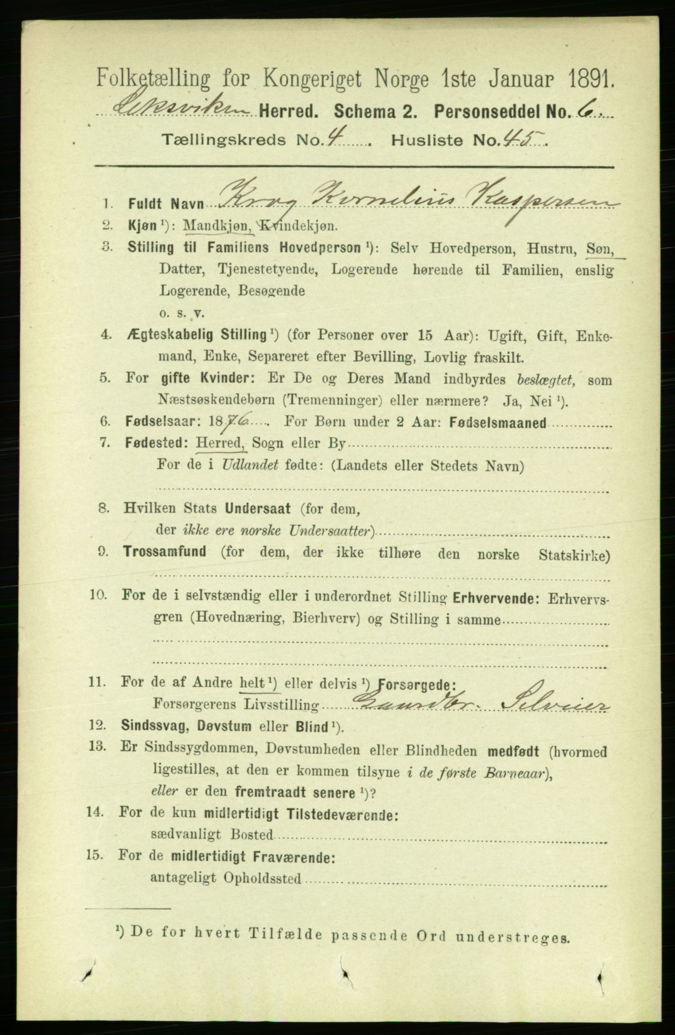 RA, 1891 census for 1718 Leksvik, 1891, p. 2199