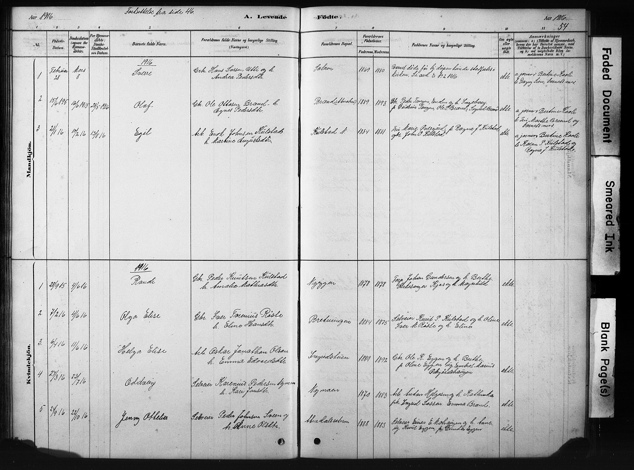 Sollia prestekontor, SAH/PREST-050/H/Ha/Hab/L0002: Parish register (copy) no. 2, 1880-1933, p. 54