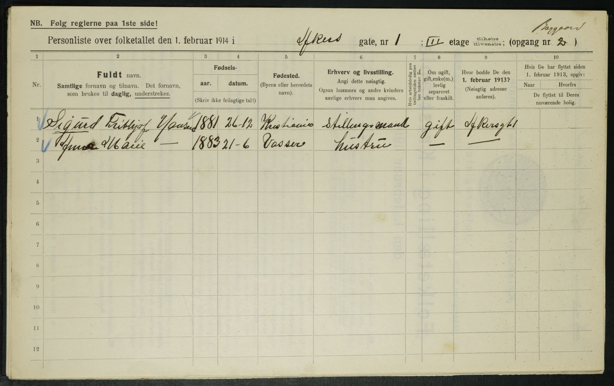 OBA, Municipal Census 1914 for Kristiania, 1914, p. 319