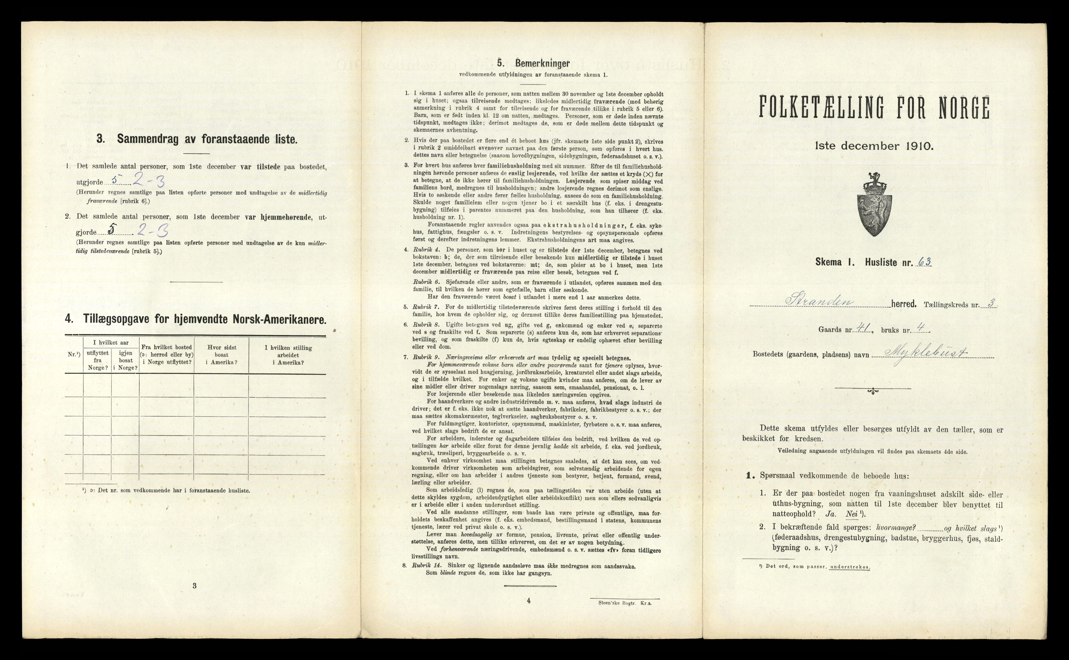 RA, 1910 census for Stranda, 1910, p. 318