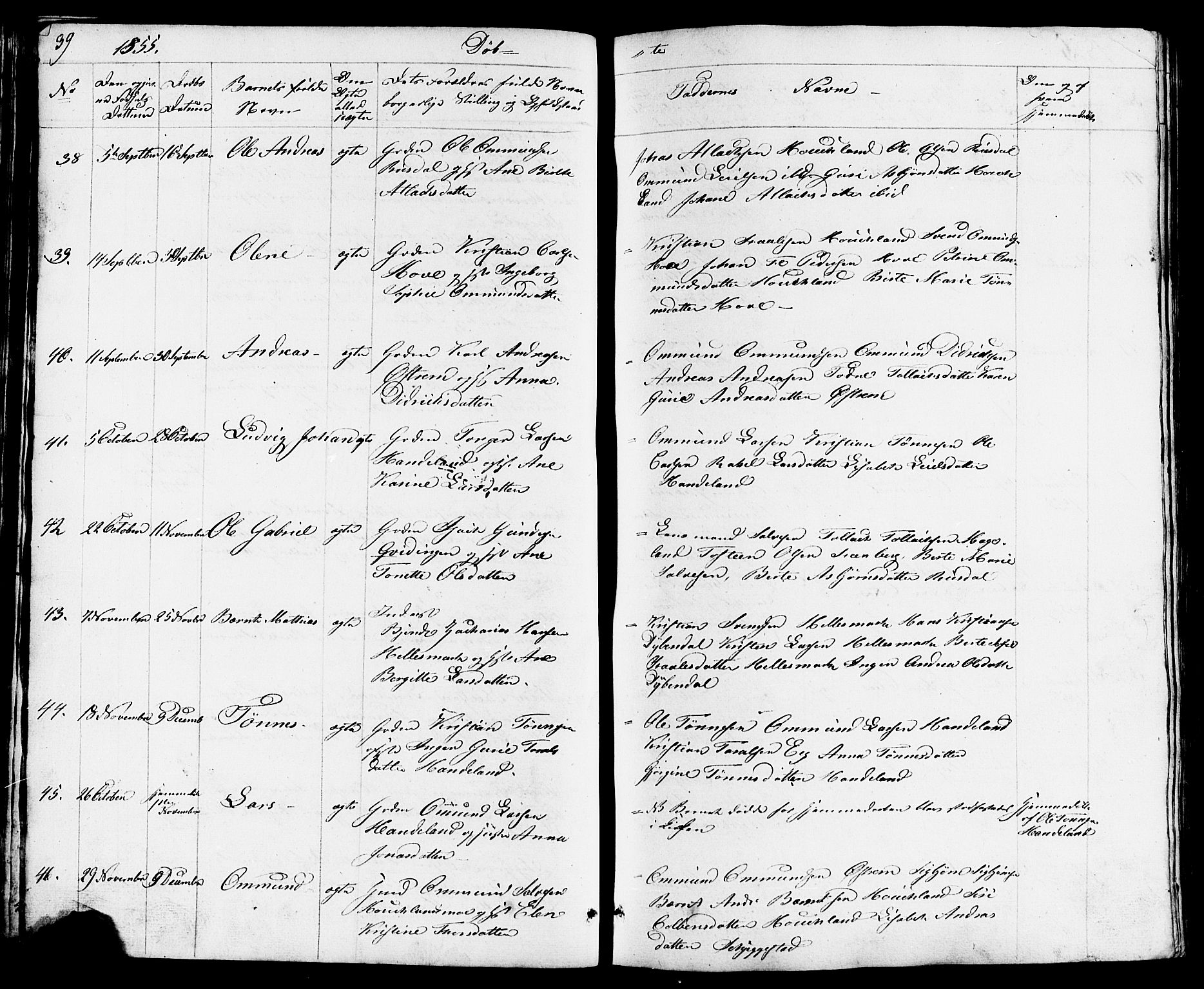 Lund sokneprestkontor, AV/SAST-A-101809/S07/L0003: Parish register (copy) no. B 3, 1848-1885, p. 39