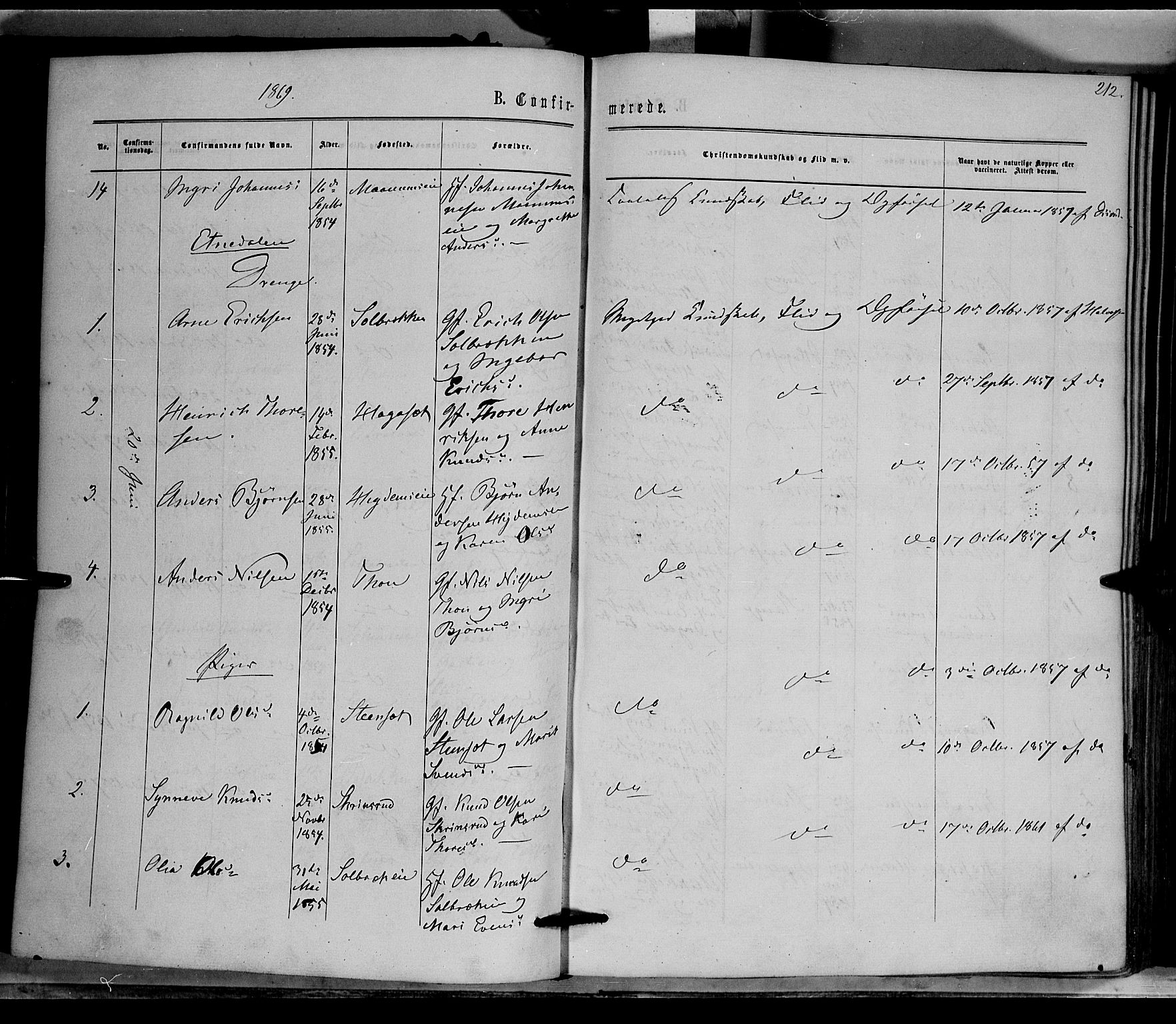 Nord-Aurdal prestekontor, SAH/PREST-132/H/Ha/Haa/L0008: Parish register (official) no. 8, 1863-1875, p. 212
