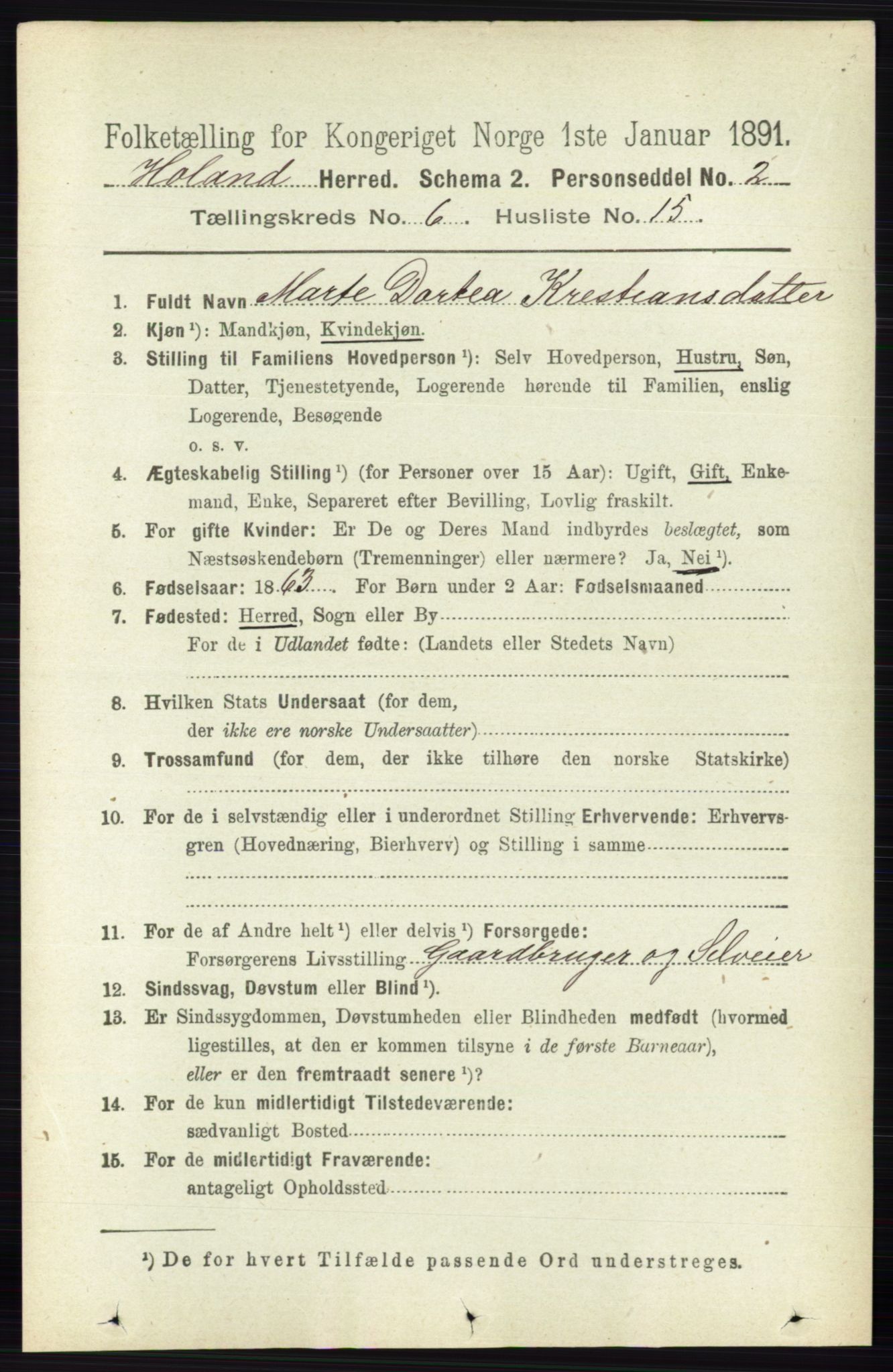 RA, 1891 census for 0221 Høland, 1891, p. 4413