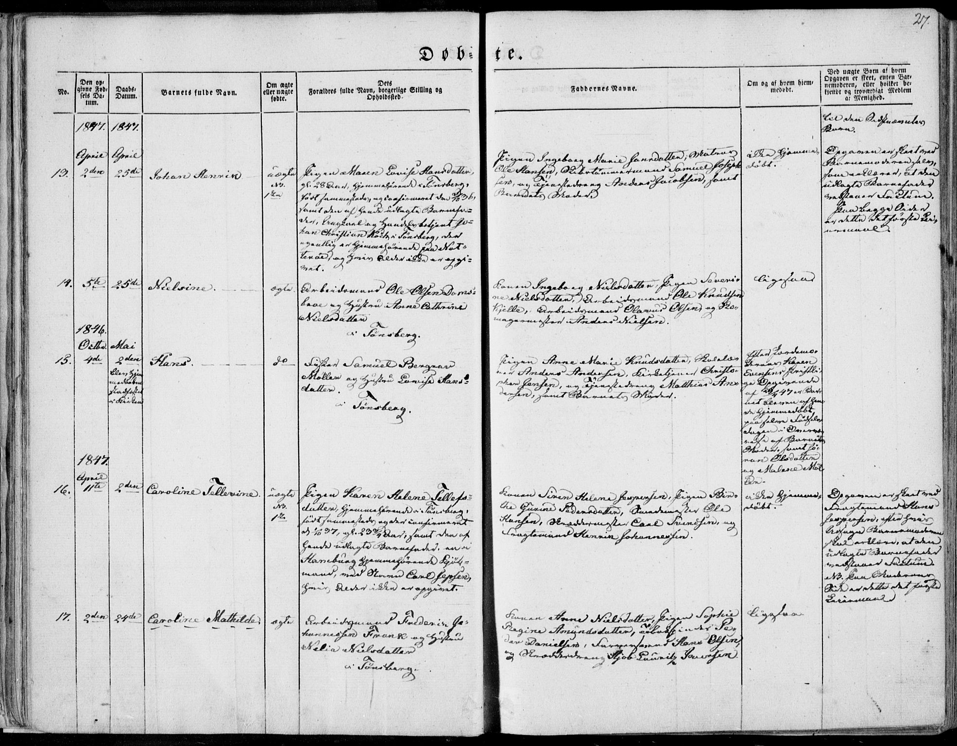 Tønsberg kirkebøker, SAKO/A-330/F/Fa/L0007: Parish register (official) no. I 7, 1845-1854, p. 27