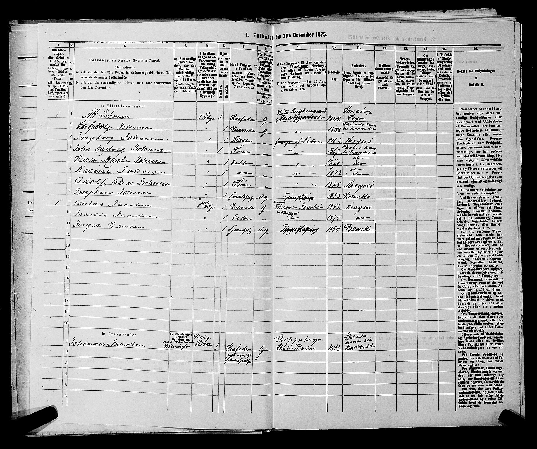 SAKO, 1875 census for 0801P Kragerø, 1875, p. 404