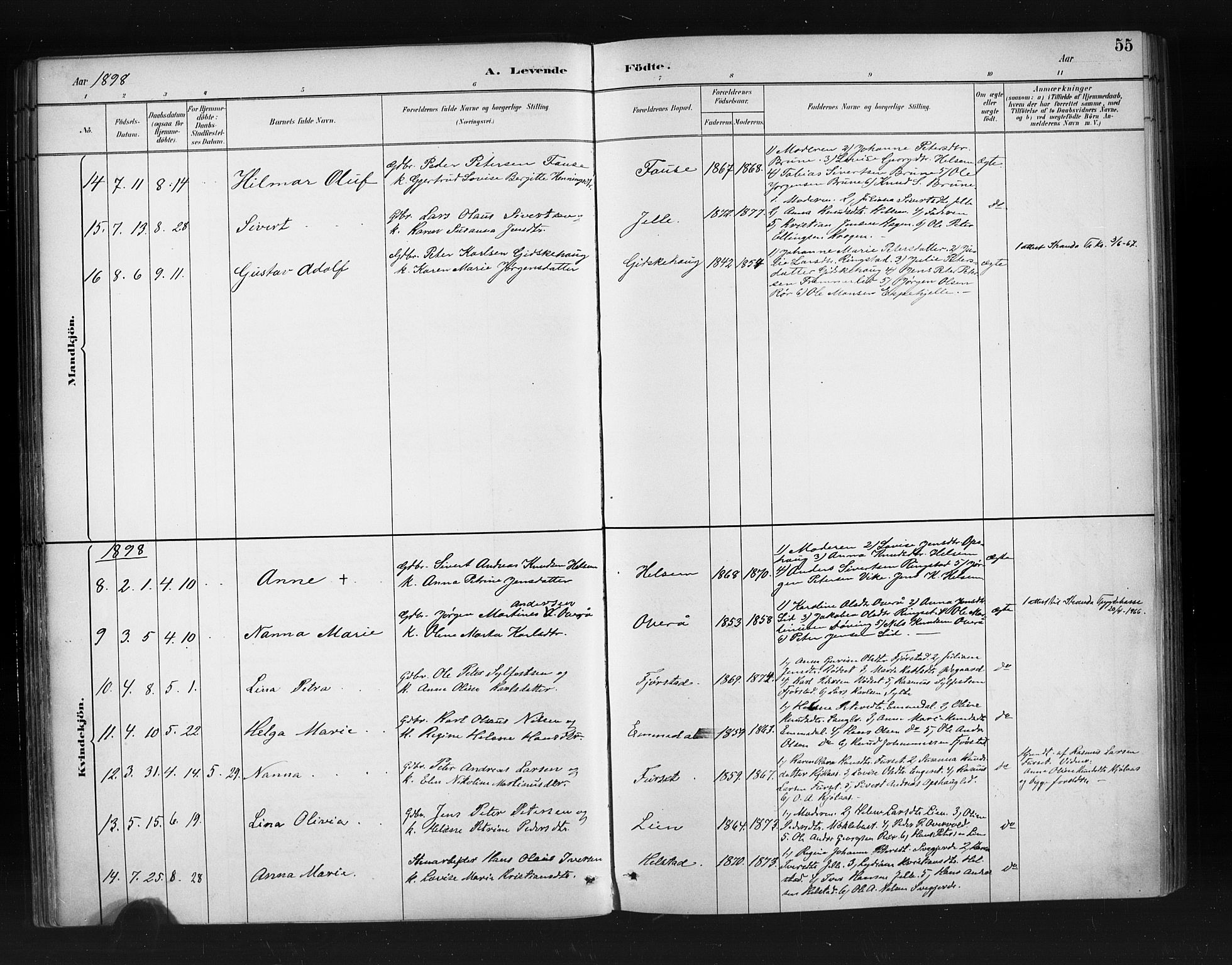 Ministerialprotokoller, klokkerbøker og fødselsregistre - Møre og Romsdal, AV/SAT-A-1454/520/L0283: Parish register (official) no. 520A12, 1882-1898, p. 55