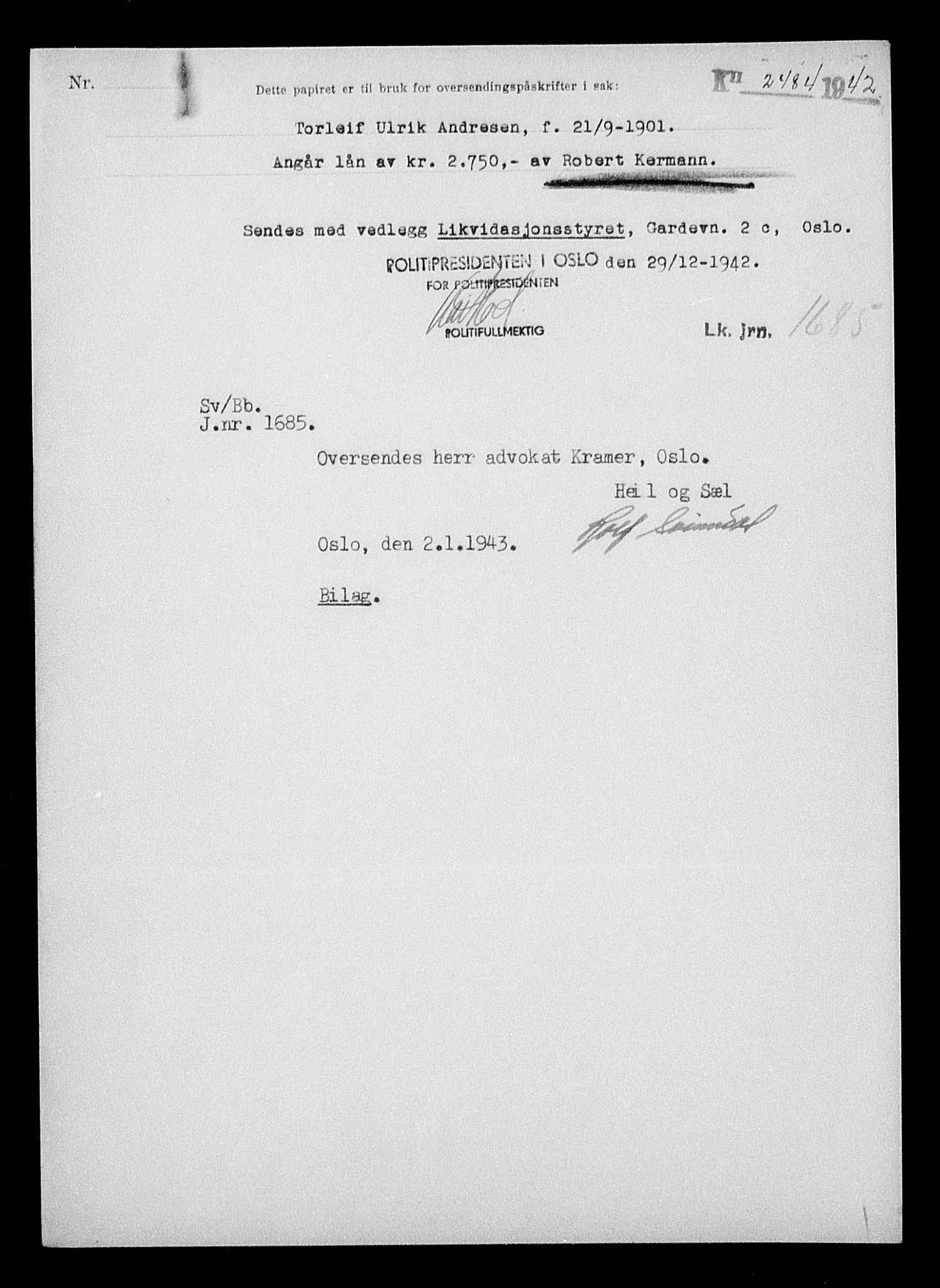 Justisdepartementet, Tilbakeføringskontoret for inndratte formuer, AV/RA-S-1564/H/Hc/Hcc/L0951: --, 1945-1947, p. 192
